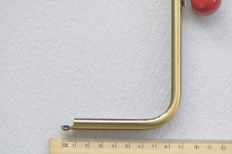 22cm  (8") Retro Bronze Purse Frame With Large Red Kisslock Glue-In Style Closure Frame 22x9cm