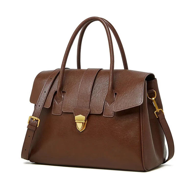30CM leather hand-held vegetable tanned large capacity tote bag for women 2910 premium Grey