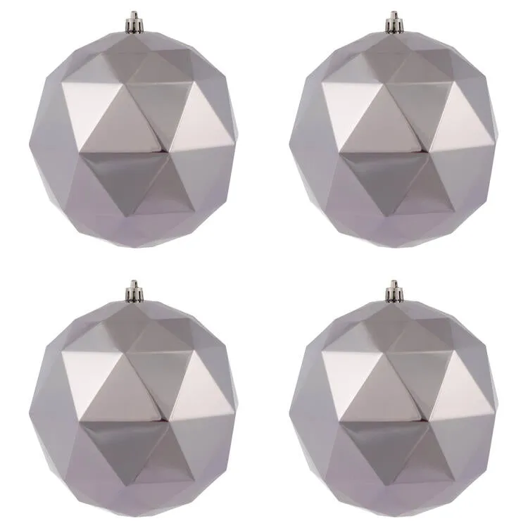 6" Lilac Shiny Geometric Balls Ornaments 4 Per Bag