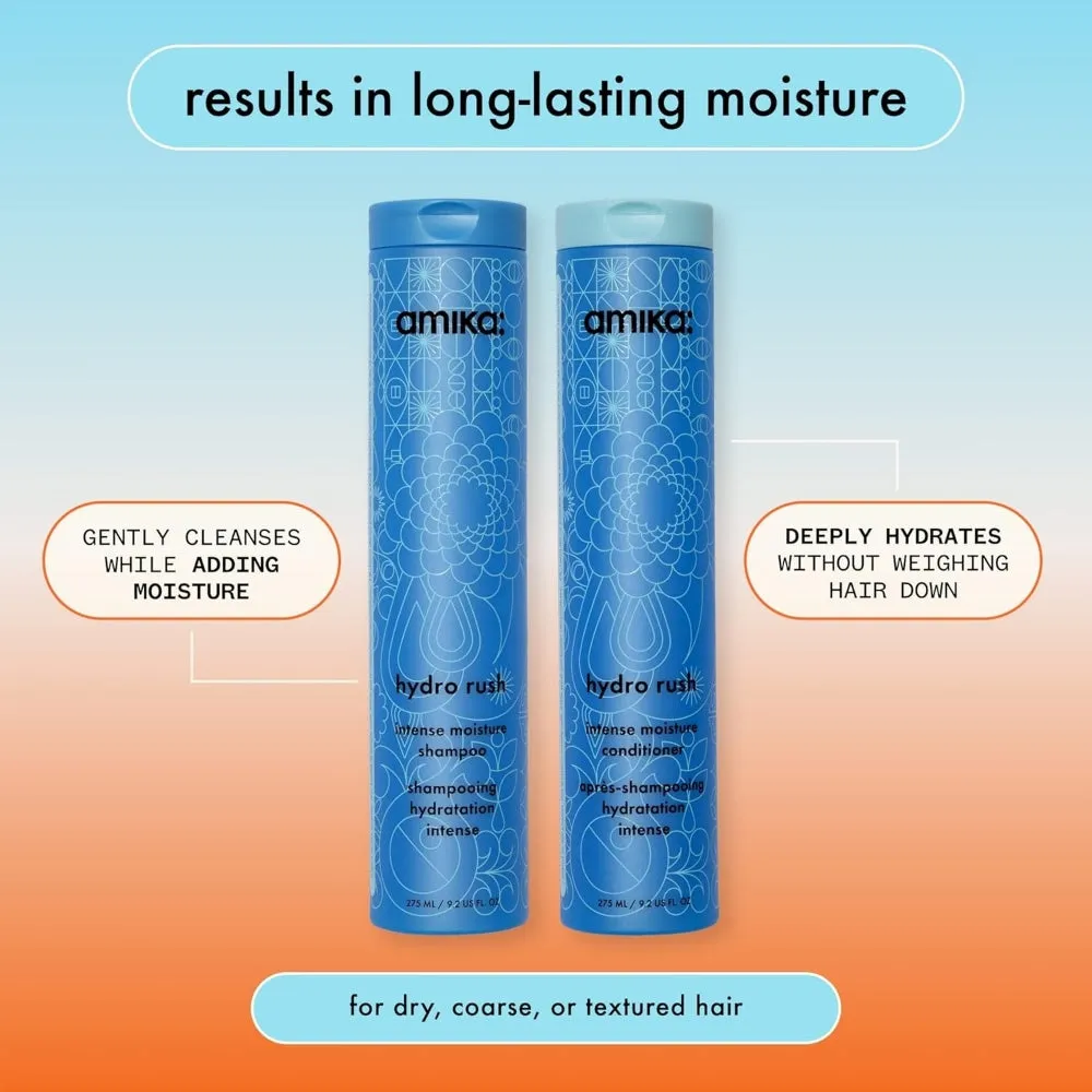Amika Hydro Rush Intense Moisture Shampoo & Conditioner Twin 2 x 275ml