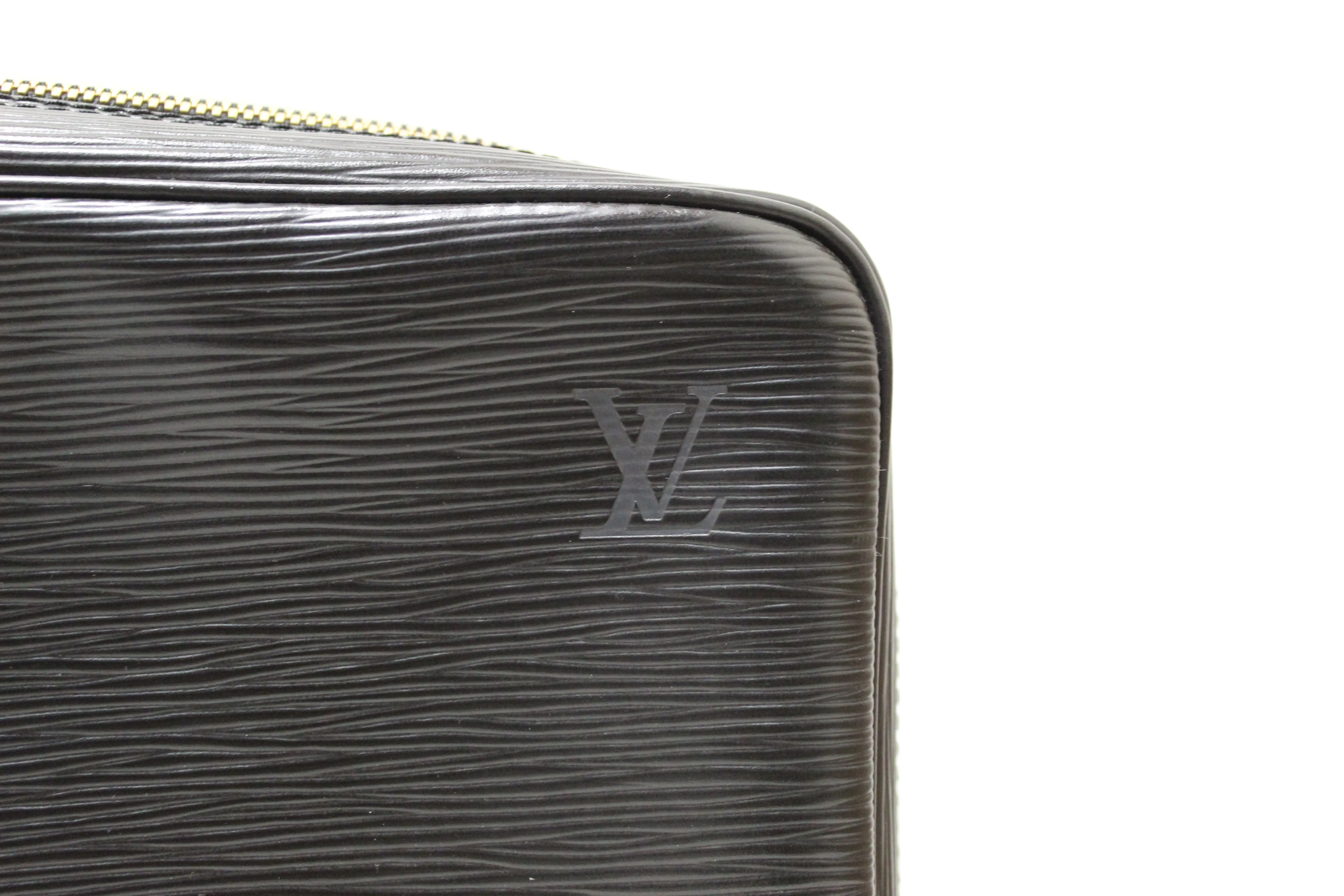 Authentic Louis Vuitton Black Epi Leather Porte-Documents Voyage Briefcase Business Bag