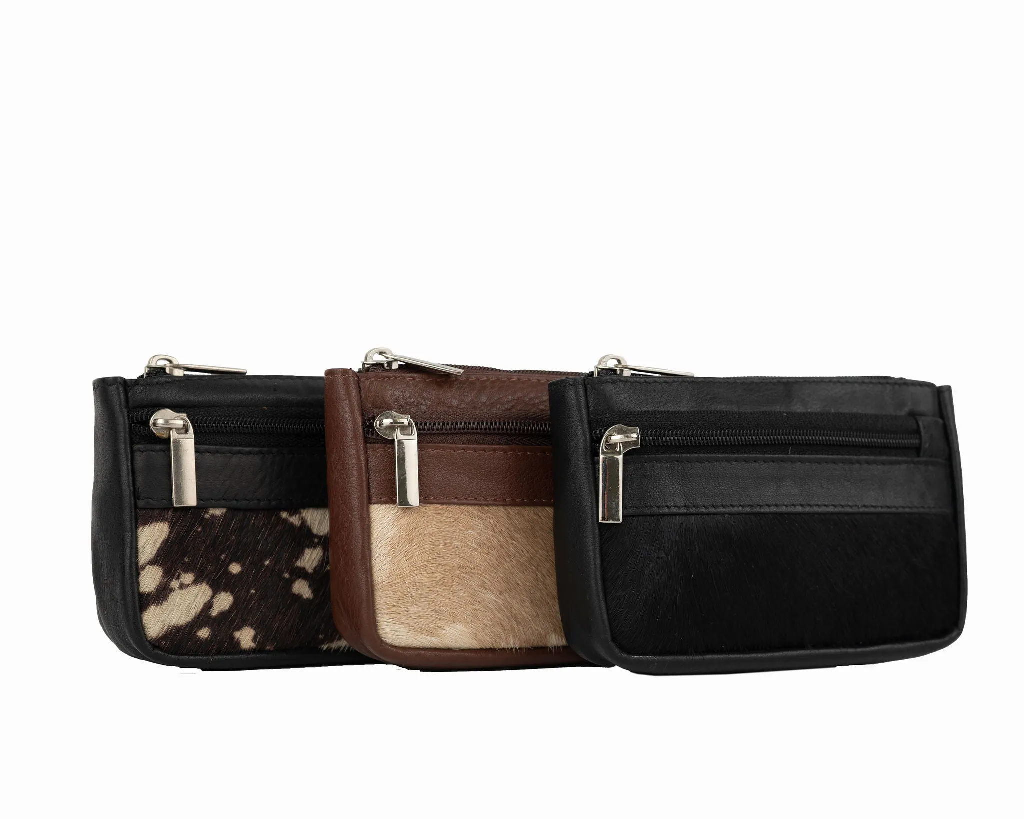 Avenue Hunter Hide Leather Coin Purse Black/white