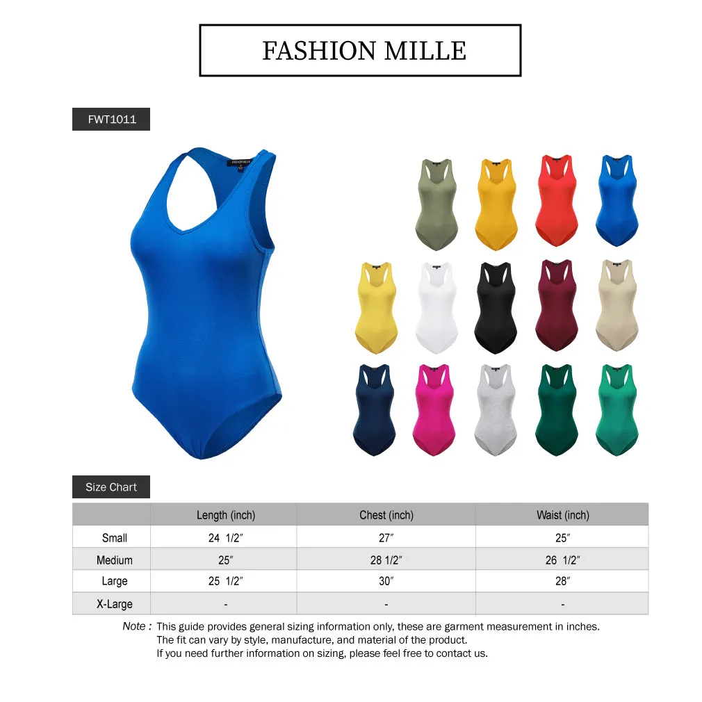 Basic Solid Sleeveless V-neck Stretchy Bodysuit Top ( FWT1011 ) - NEW COLORS !