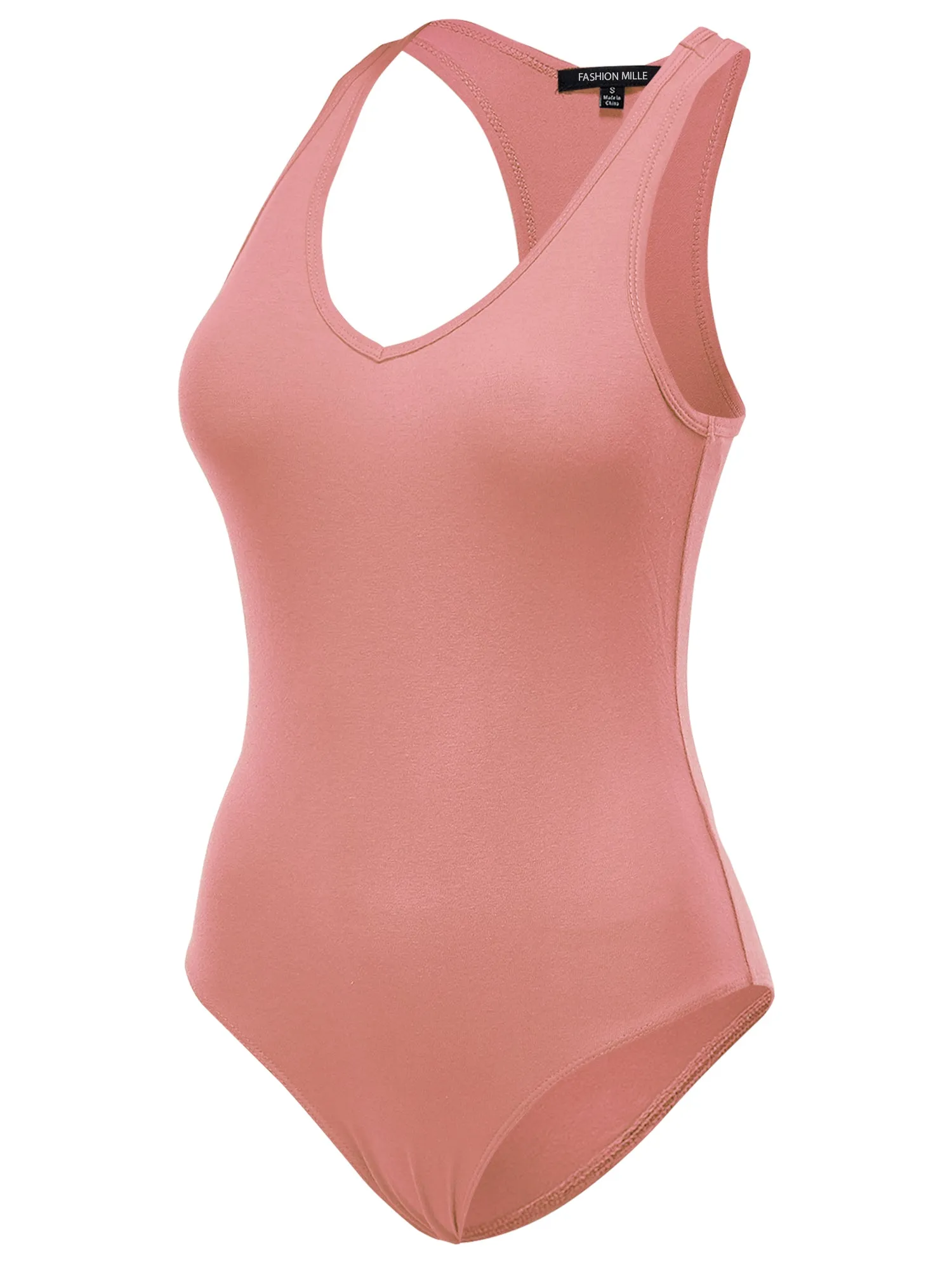 Basic Solid Sleeveless V-neck Stretchy Bodysuit Top ( FWT1011 ) - NEW COLORS !