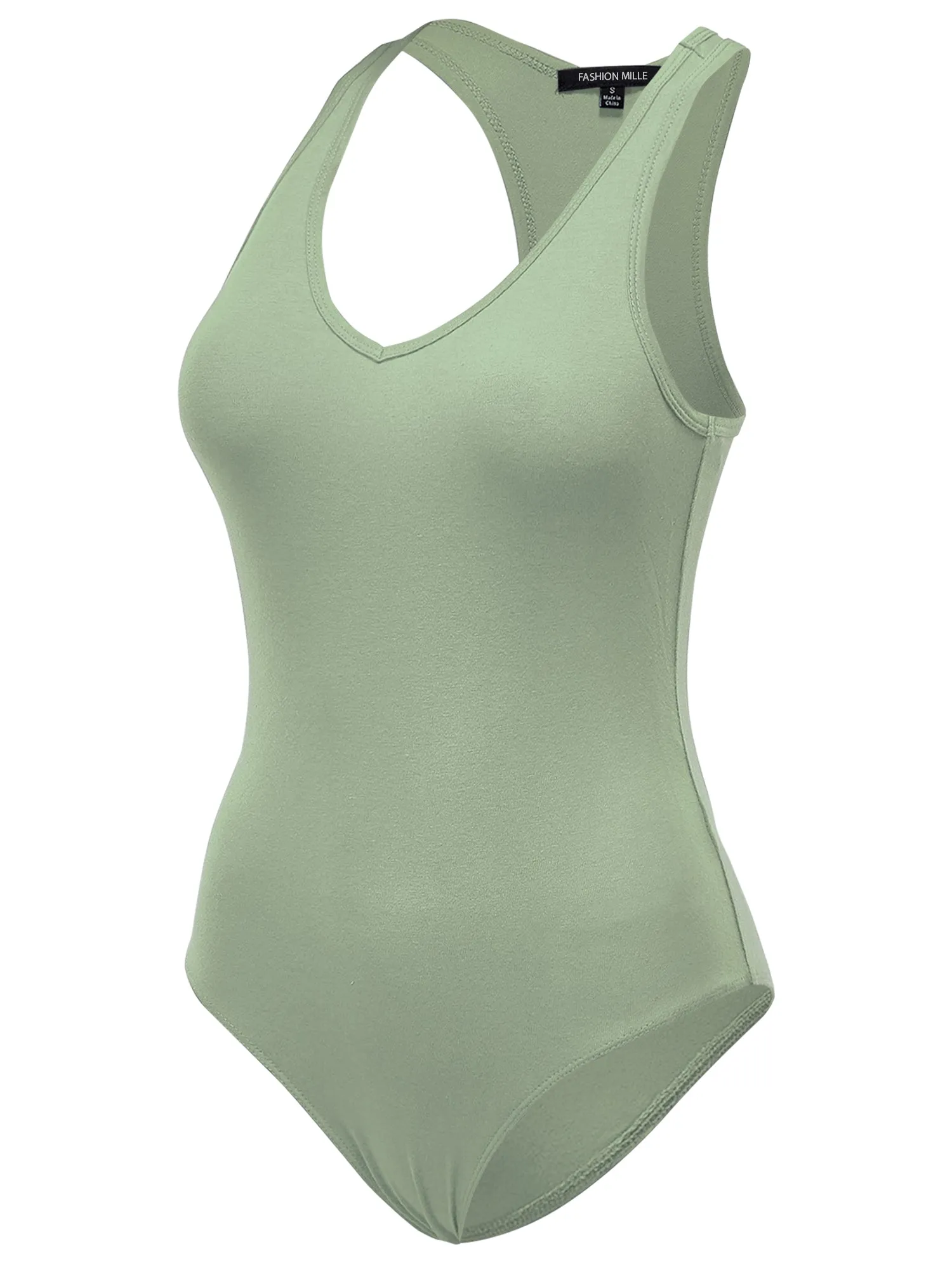 Basic Solid Sleeveless V-neck Stretchy Bodysuit Top ( FWT1011 ) - NEW COLORS !