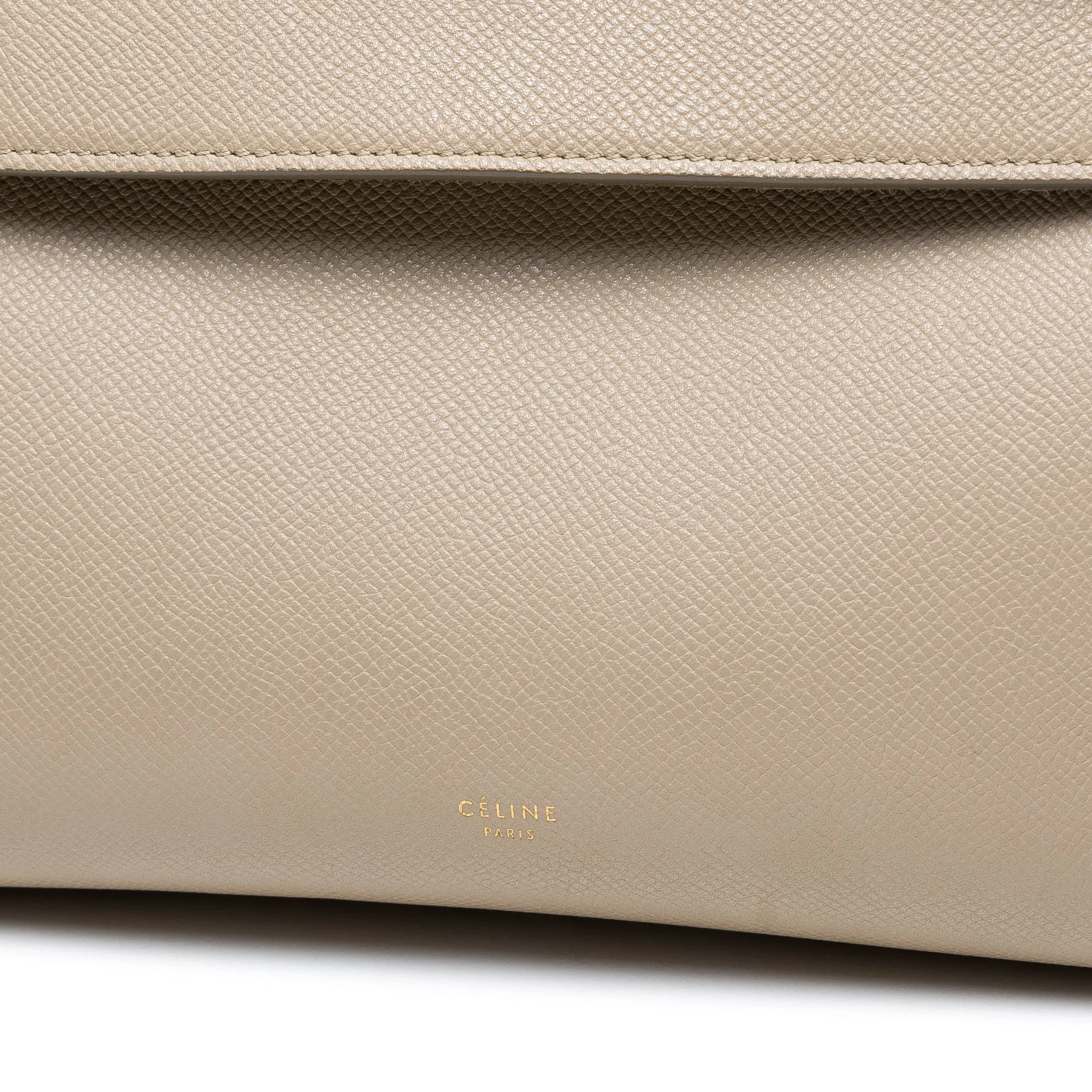 Belt Mini Cream Shoulder Bag in Calfskin, Gold hardware