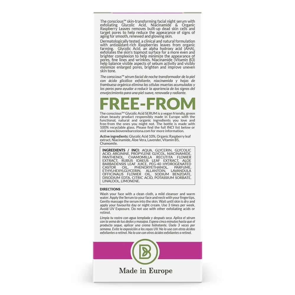 Biovene The Conscious No. 9 Glycolic Acid Exfoliating Super Smoothing Glow Serum 30ml