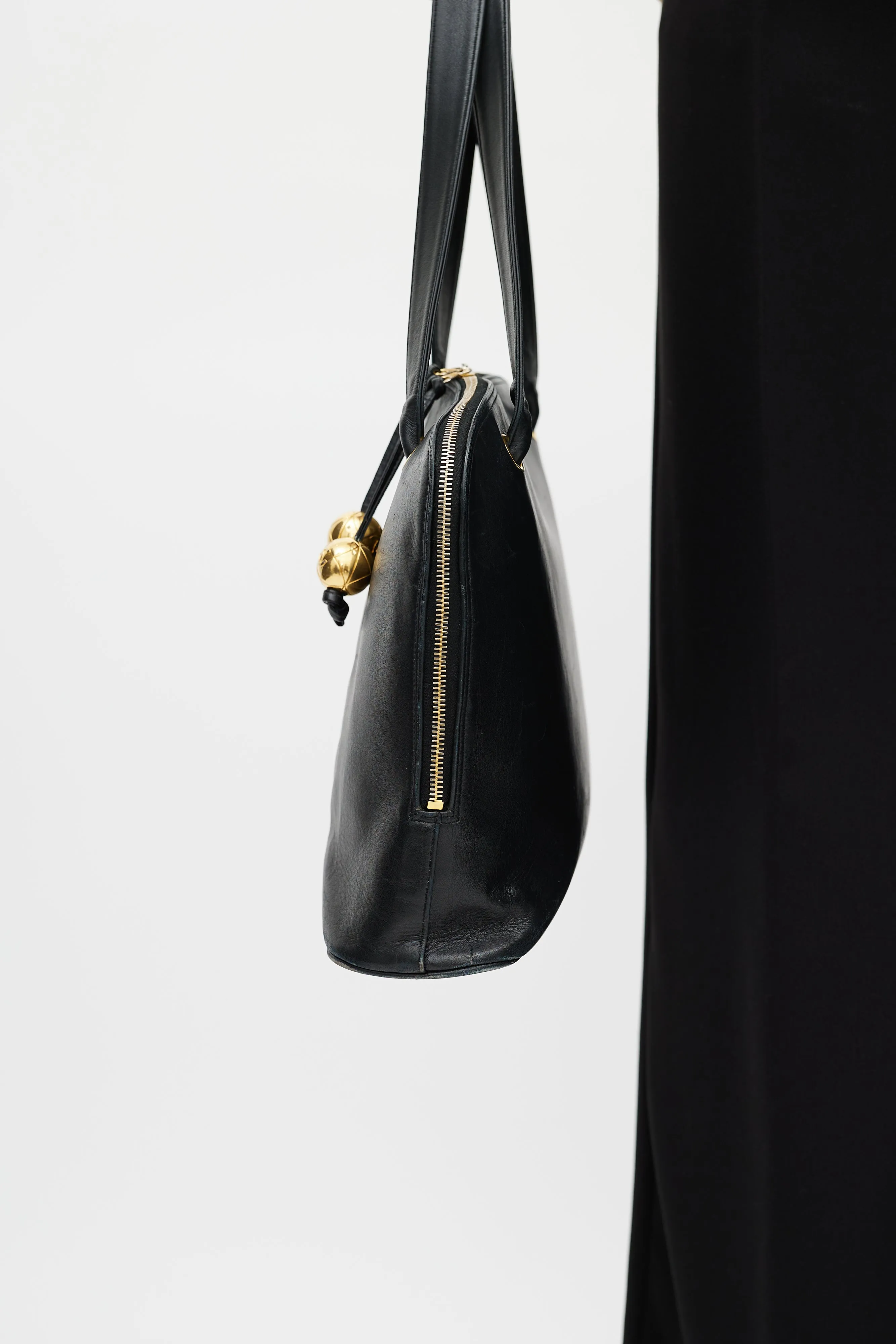 Black & Gold Dome CC Leather Bag