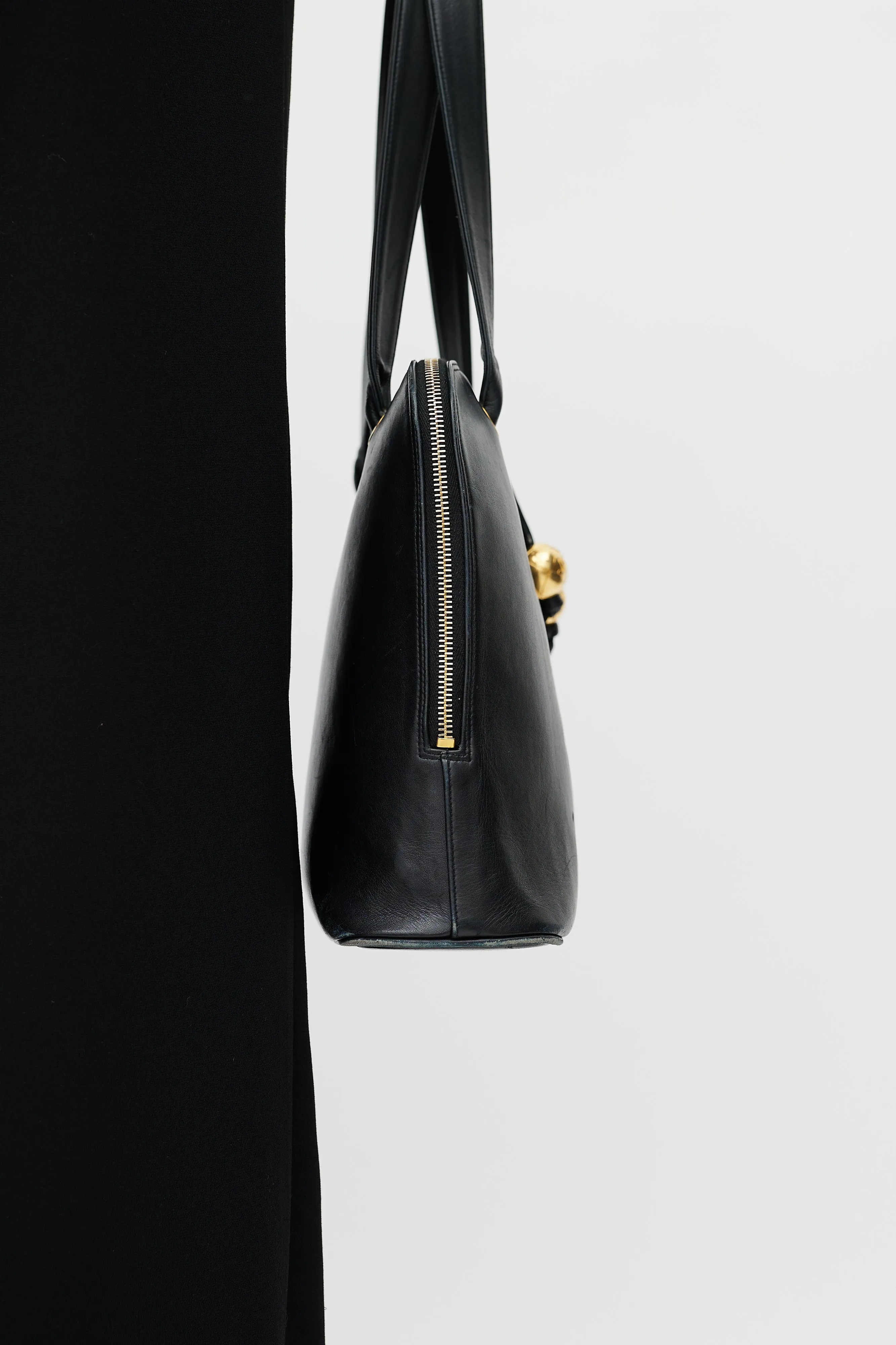 Black & Gold Dome CC Leather Bag