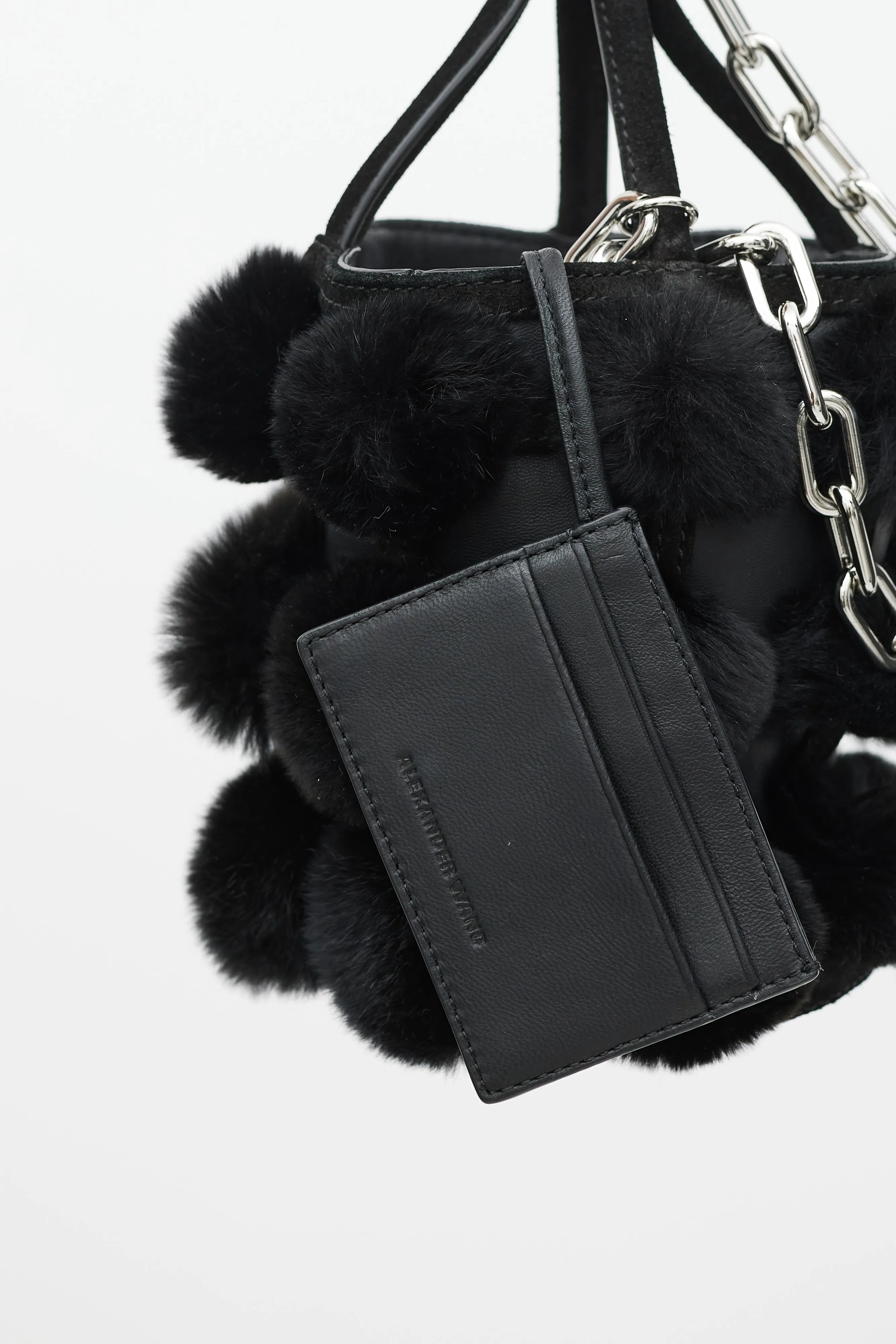 Black Leather & Fur Roxy Bucket Bag