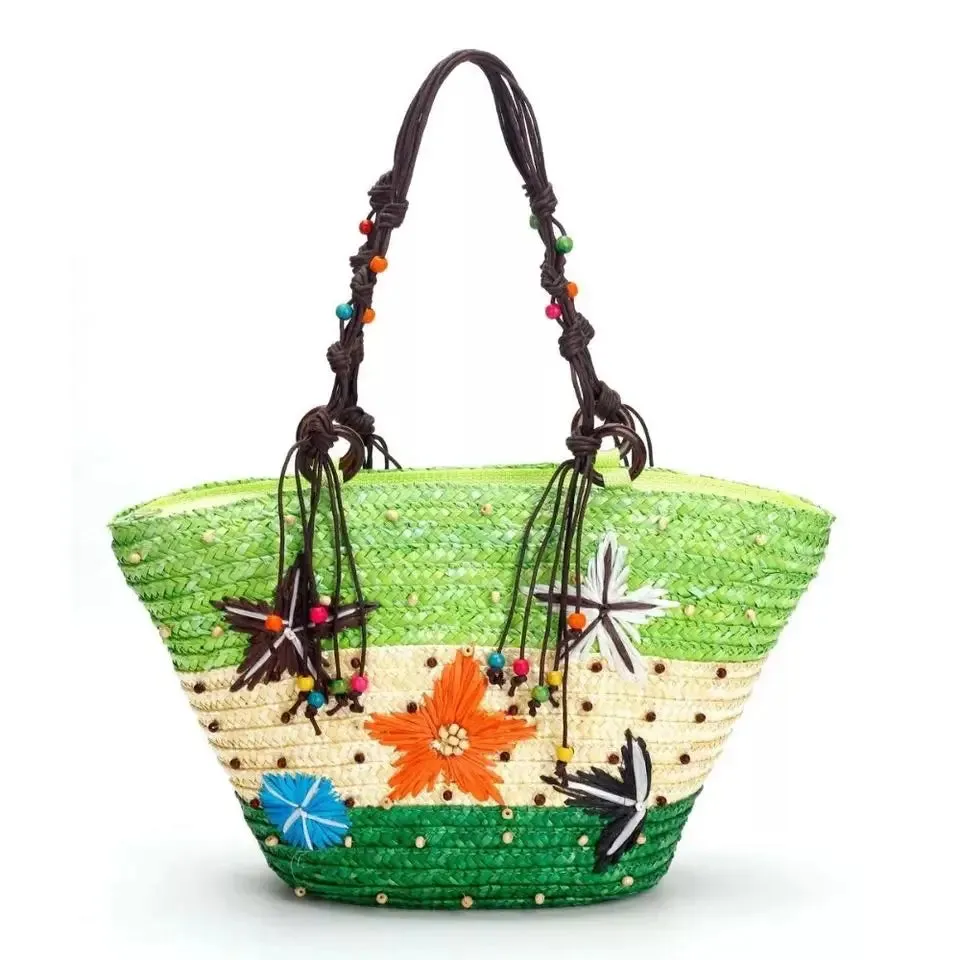 Bohemian Starfish Straw Tote Bag