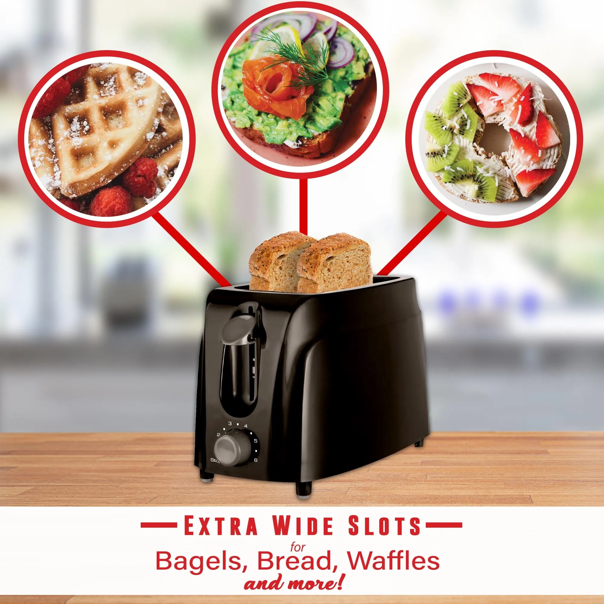Brentwood TS-260B Cool Touch 2-Slice Toaster, Black