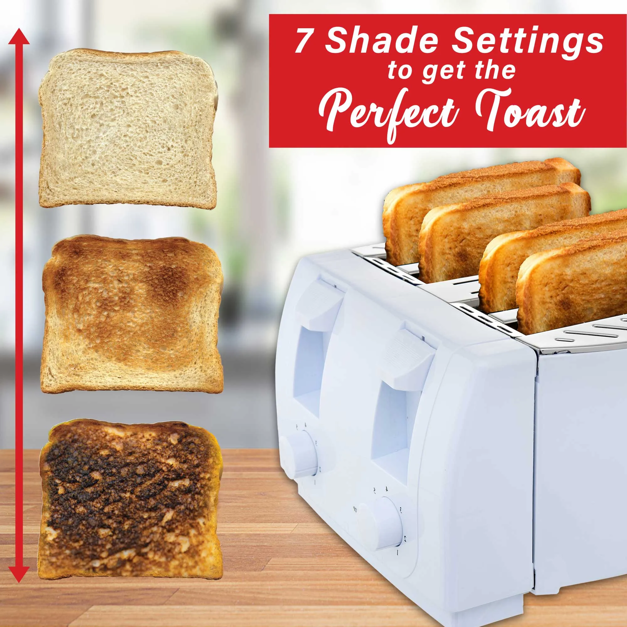 Brentwood TS-265 Cool Touch 4 Slice Toaster, White