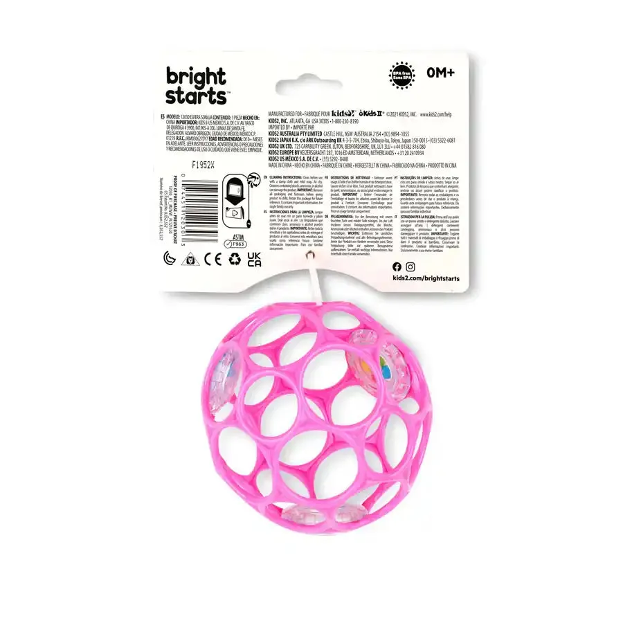 Bright Starts Oball Rattle Easy-Grasp Toy (Pink)
