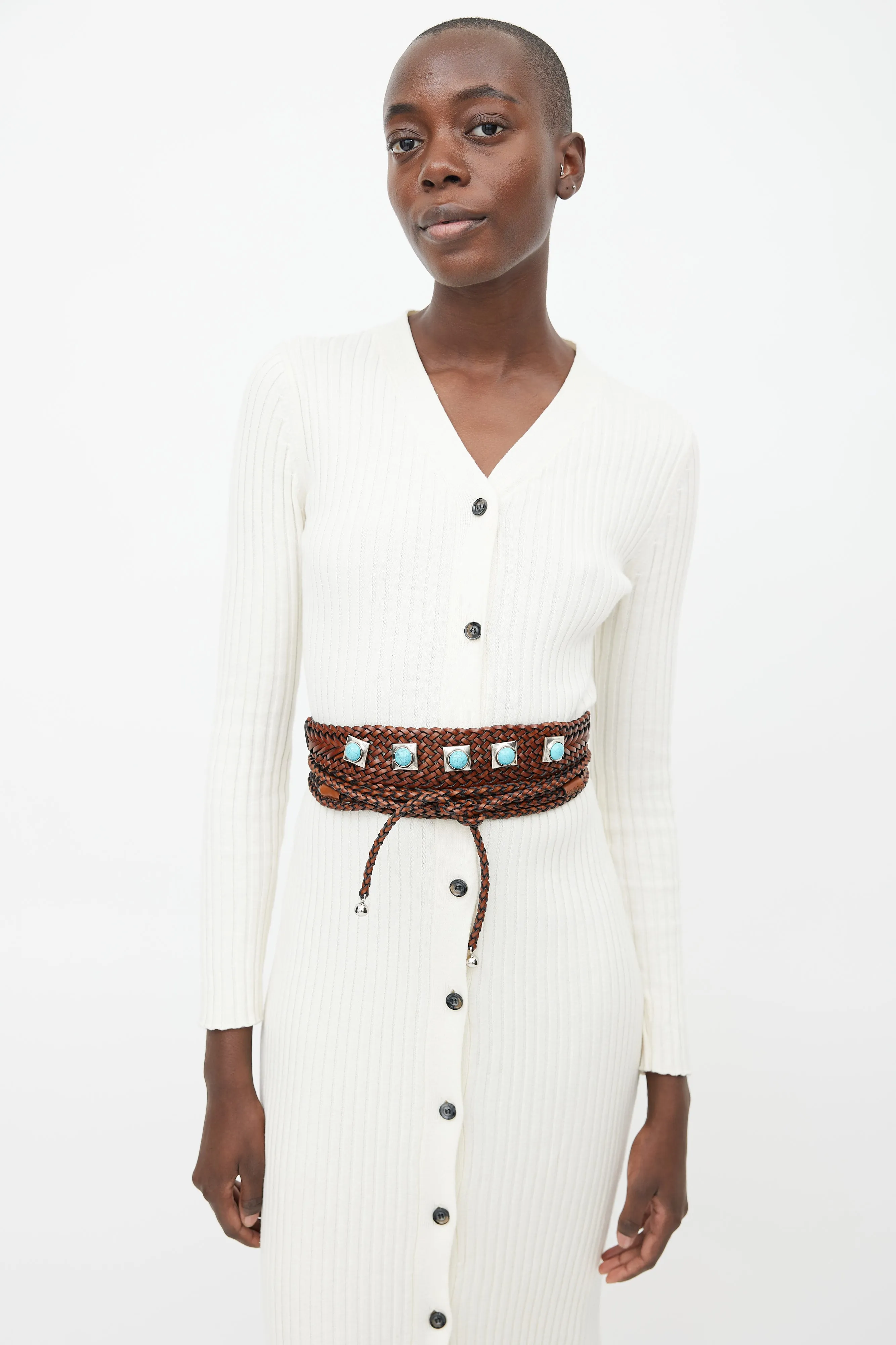 Brown Woven Crown Me Wrap Belt