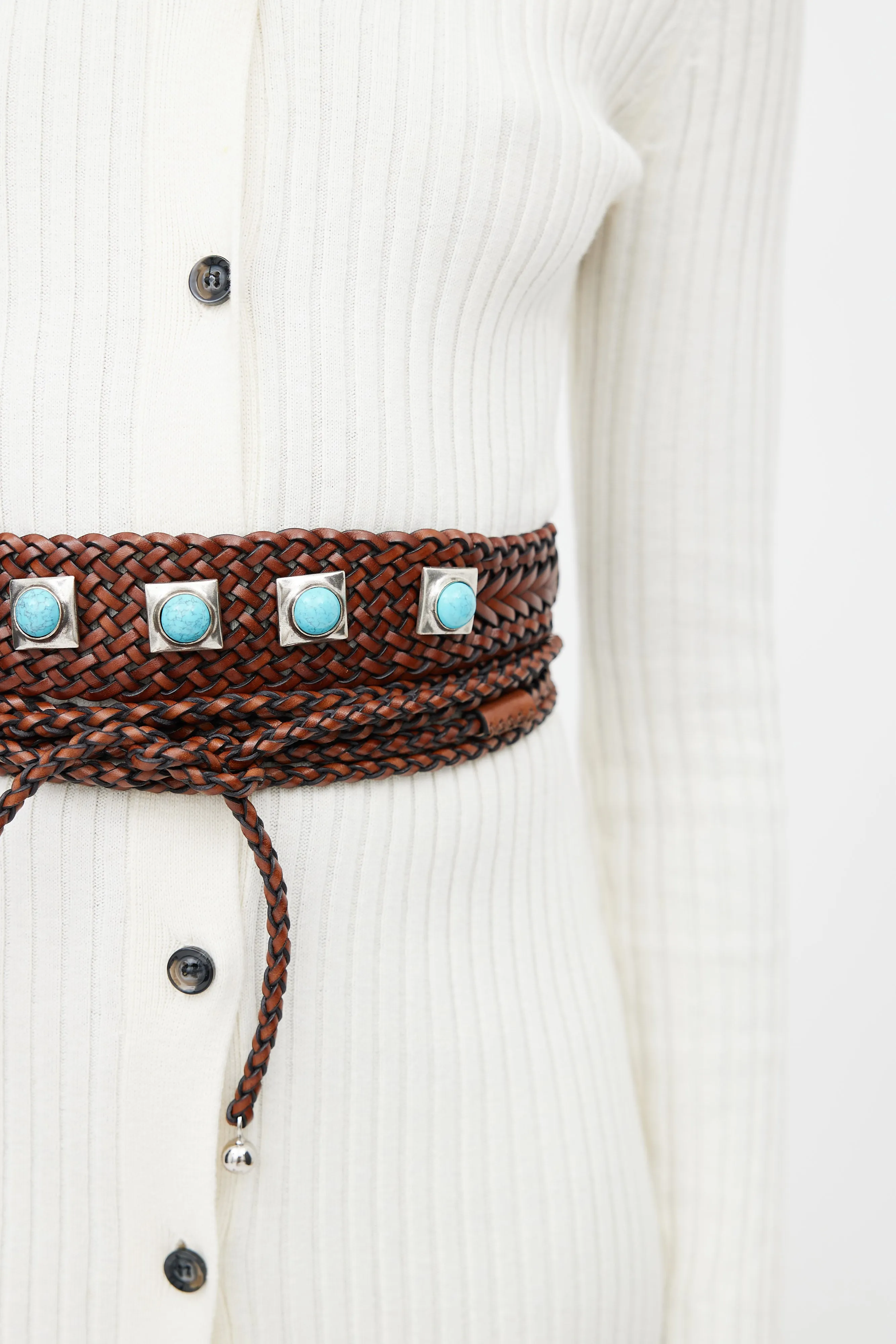 Brown Woven Crown Me Wrap Belt