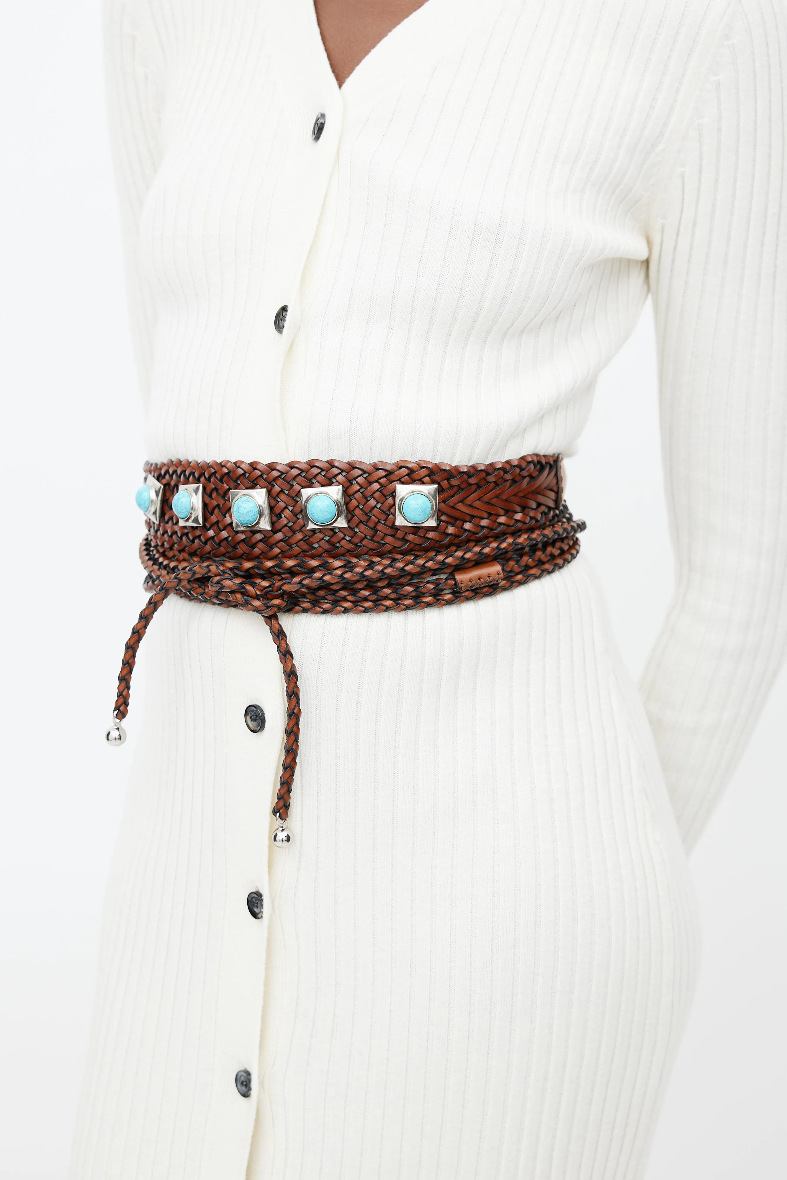 Brown Woven Crown Me Wrap Belt