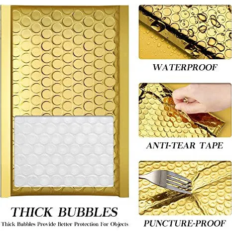 Bubble Pouch Mailer Bags Self-Seal Padded Envelope Metallic Gold