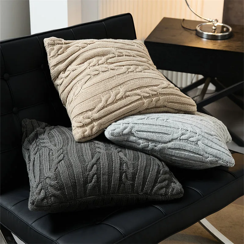Cable Knitted Throw Pillow Cover Set