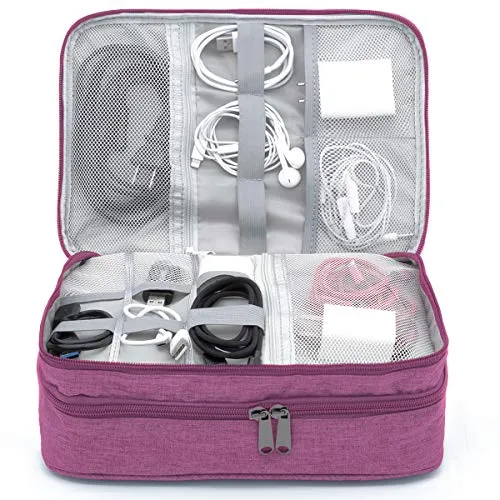 Cable organizer bag Waterproof cable bag Fixed plate bag Electronic bag Double layer