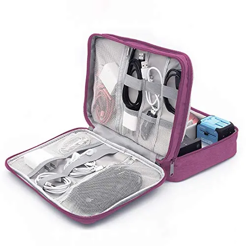 Cable organizer bag Waterproof cable bag Fixed plate bag Electronic bag Double layer