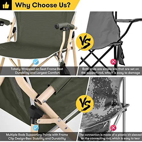 Camabel Portable Folding Camping Chair Hold Up 330lb Adult Outdoor Beach Chair Green Model No. ET348