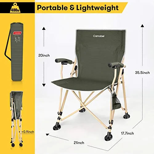 Camabel Portable Folding Camping Chair Hold Up 330lb Adult Outdoor Beach Chair Green Model No. ET348