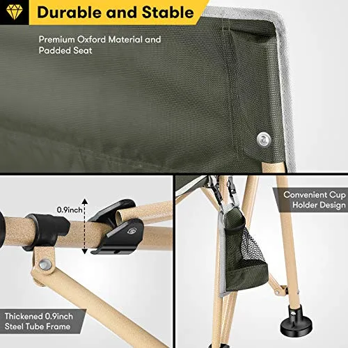 Camabel Portable Folding Camping Chair Hold Up 330lb Adult Outdoor Beach Chair Green Model No. ET348