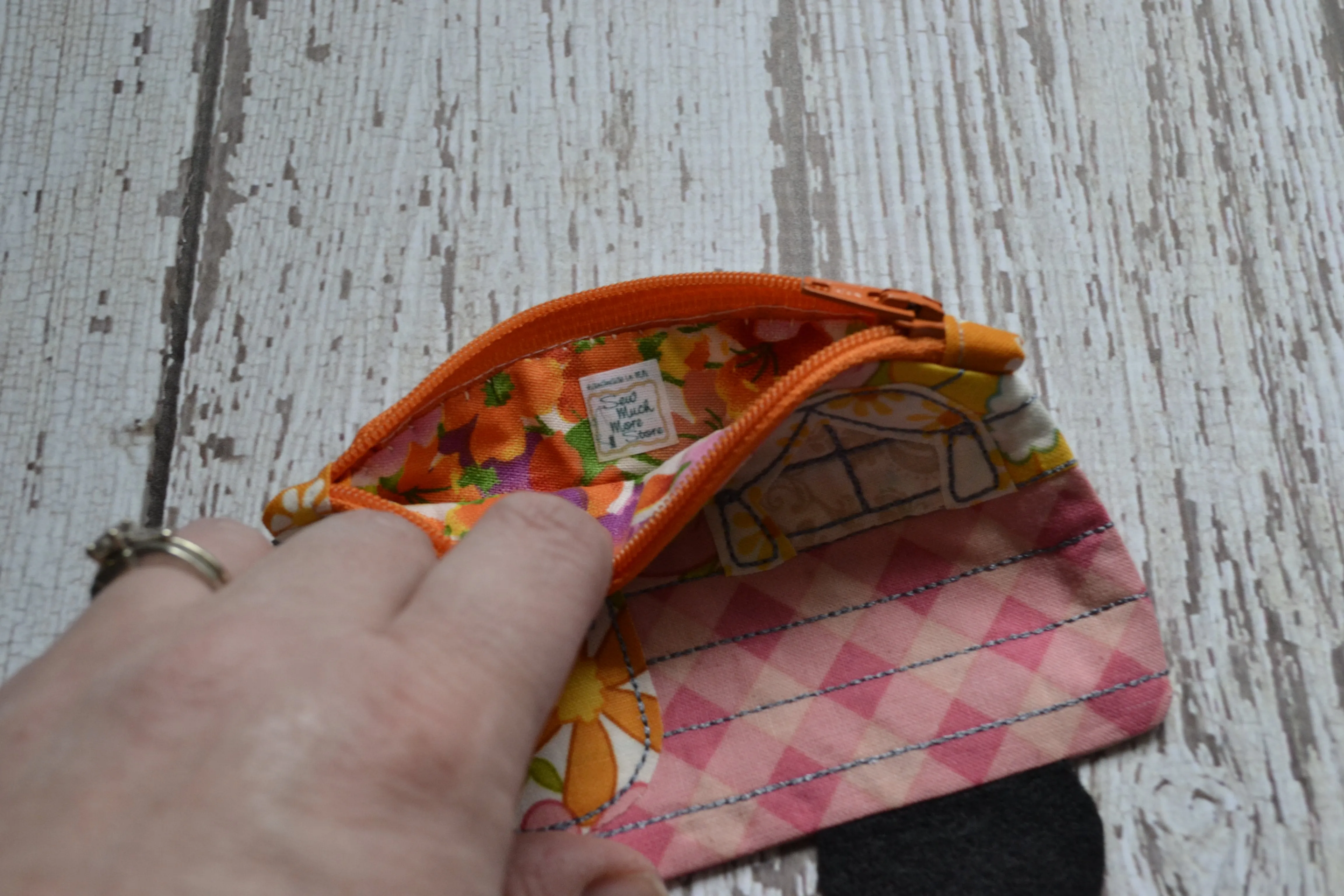 Camper Shaped Coin Purse -Re-Purposed Fabric - Group J - (3)