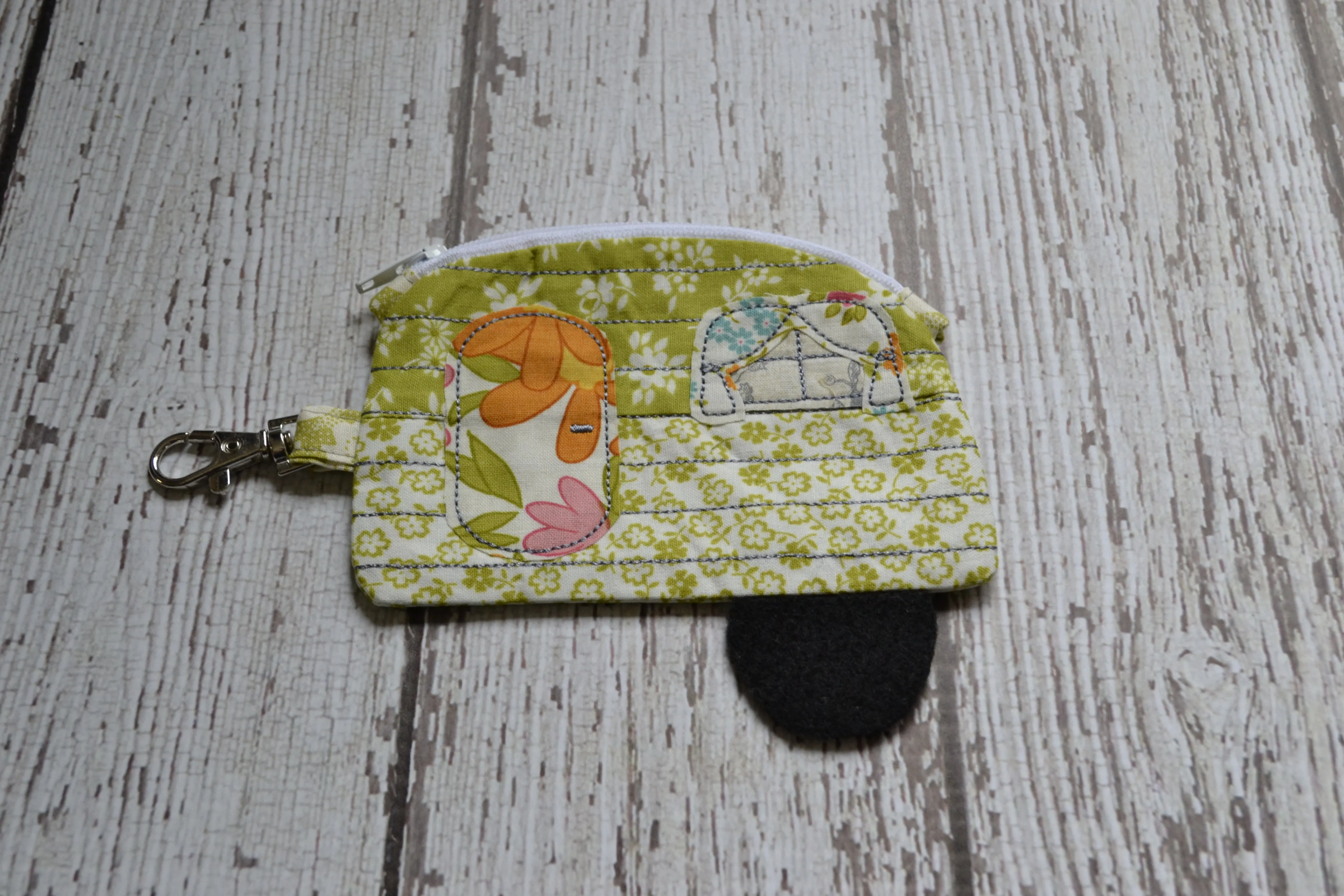 Camper Shaped Coin Purse -Re-Purposed Fabric - Group K - (3)