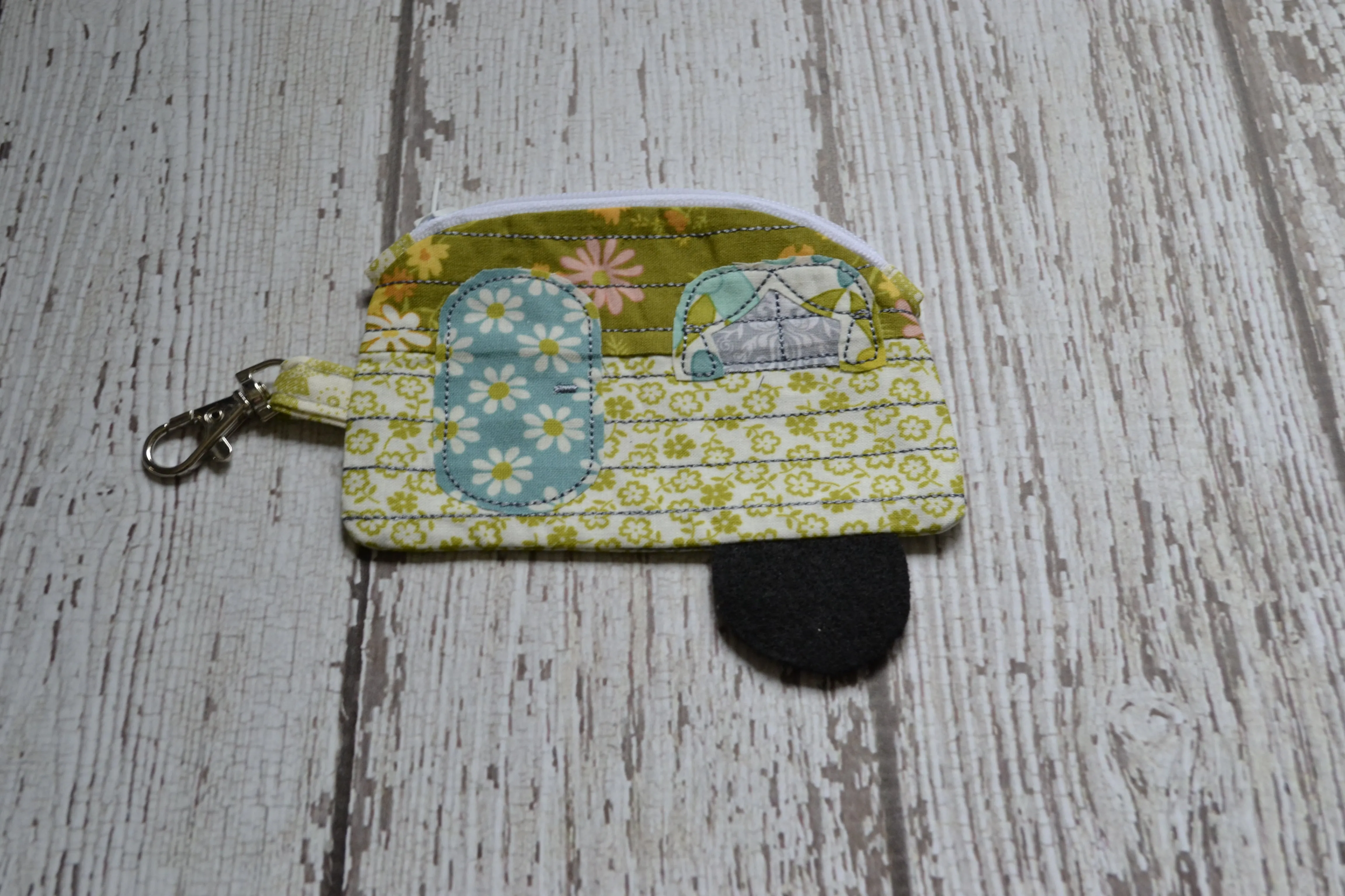 Camper Shaped Coin Purse -Re-Purposed Fabric - Group K - (3)