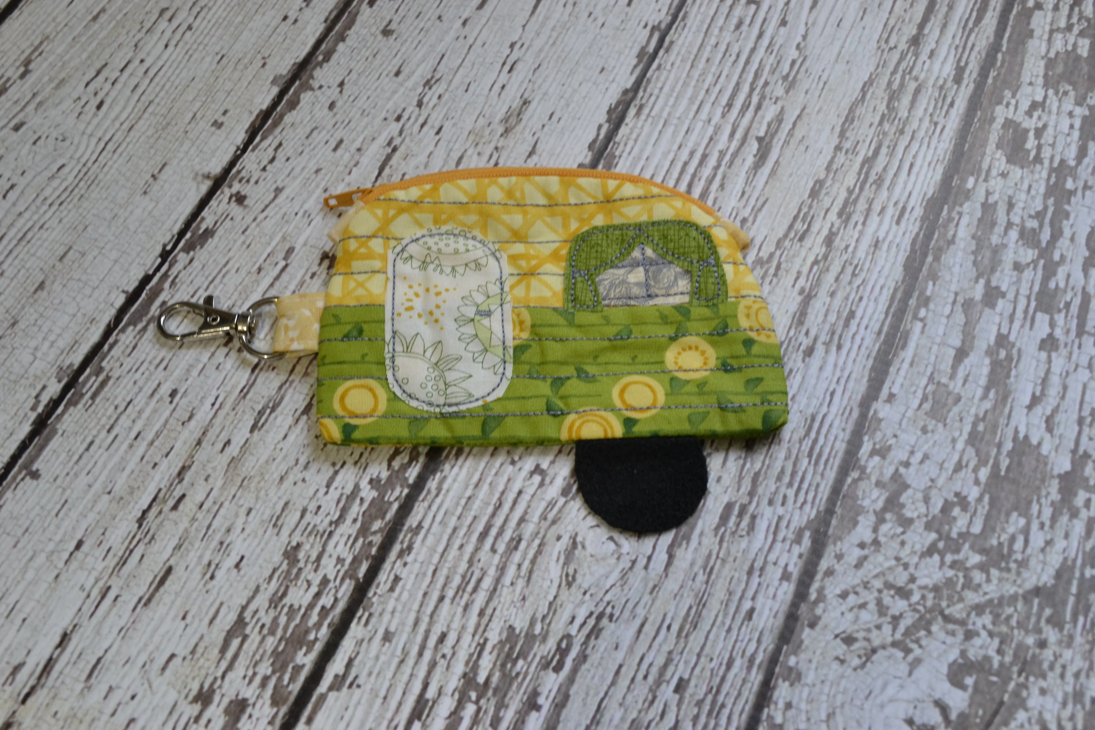 Camper Shaped Coin Purse -Re-Purposed Fabric - Group Q - (3)