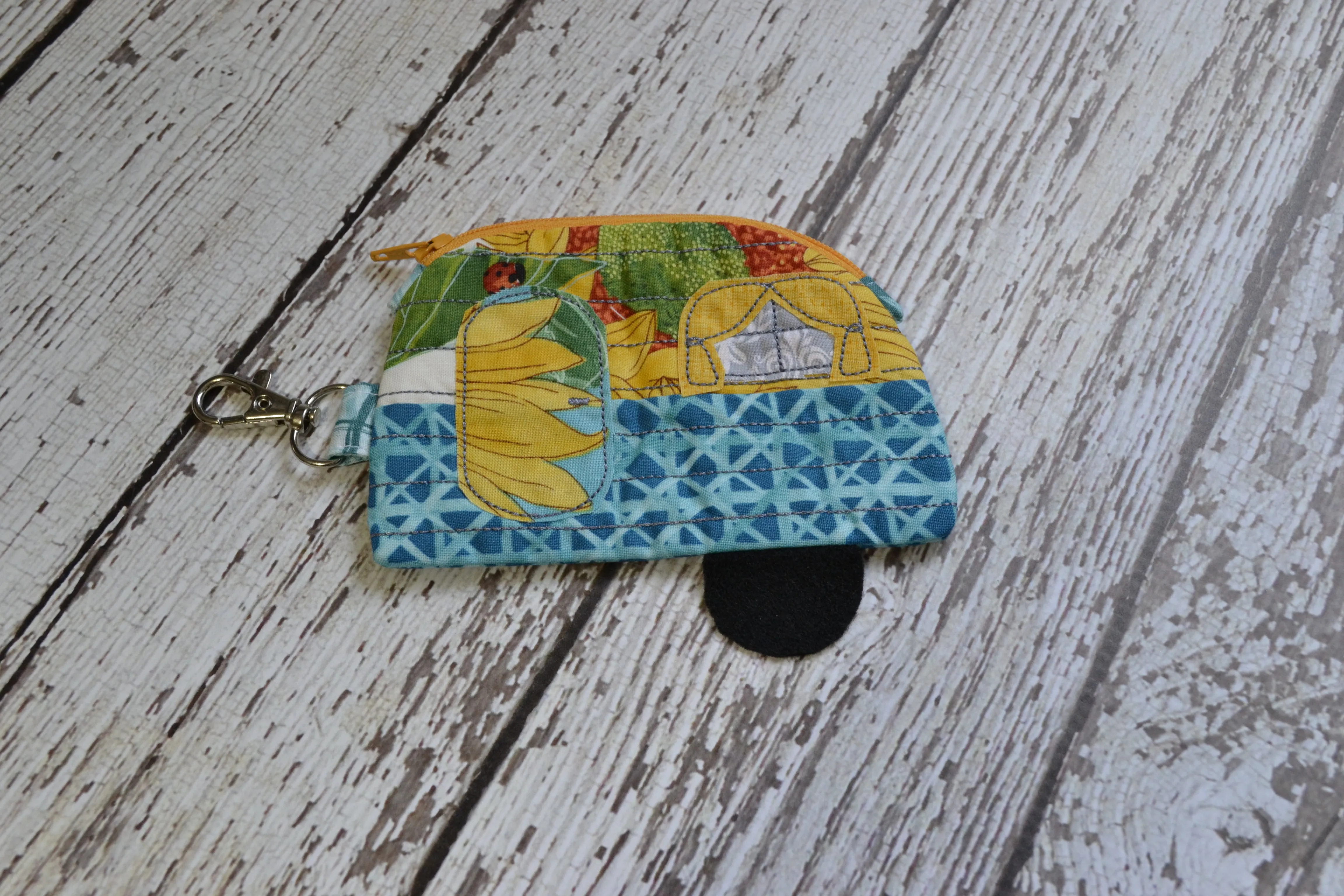 Camper Shaped Coin Purse -Re-Purposed Fabric - Group Q - (3)