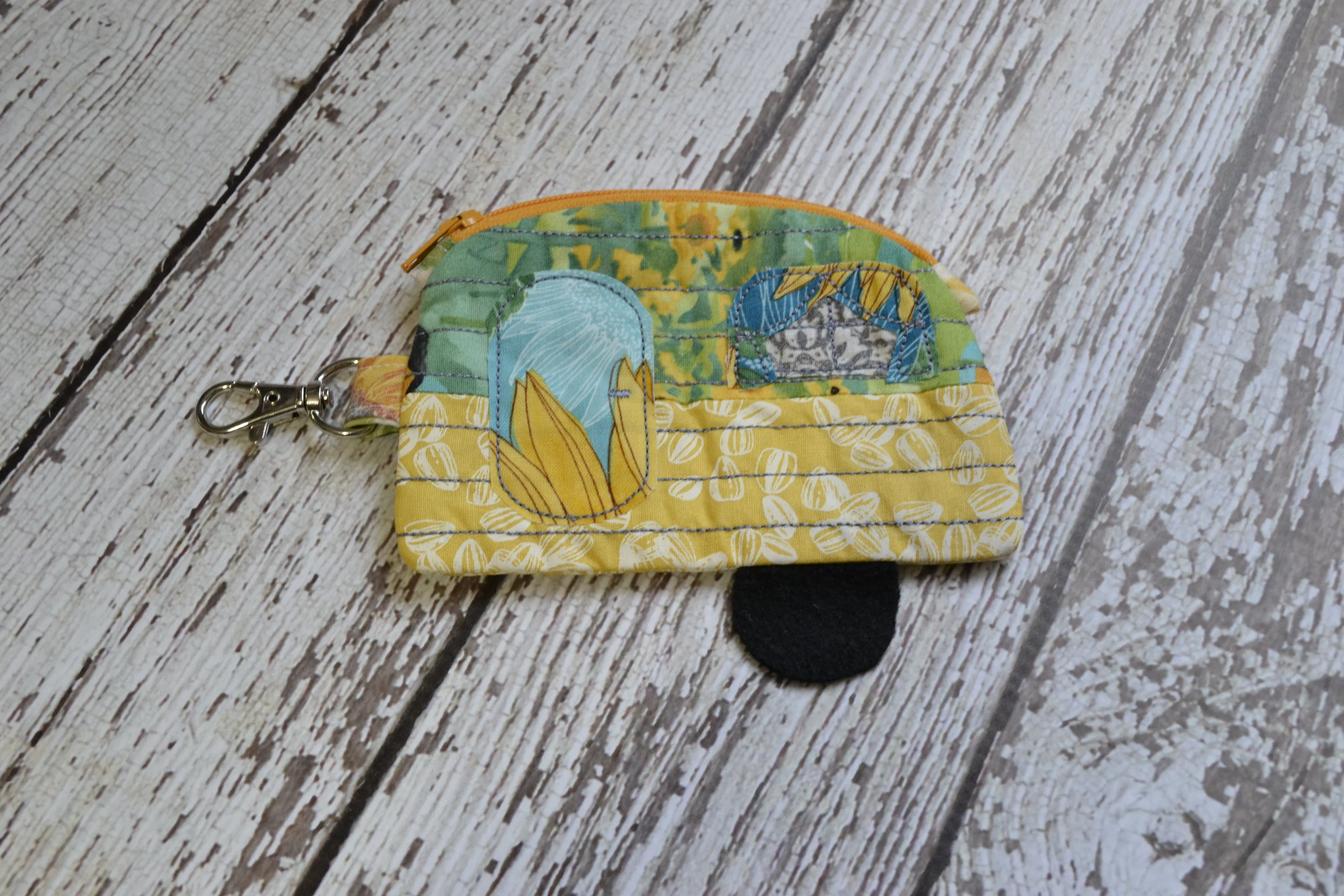 Camper Shaped Coin Purse -Re-Purposed Fabric - Group Q - (3)