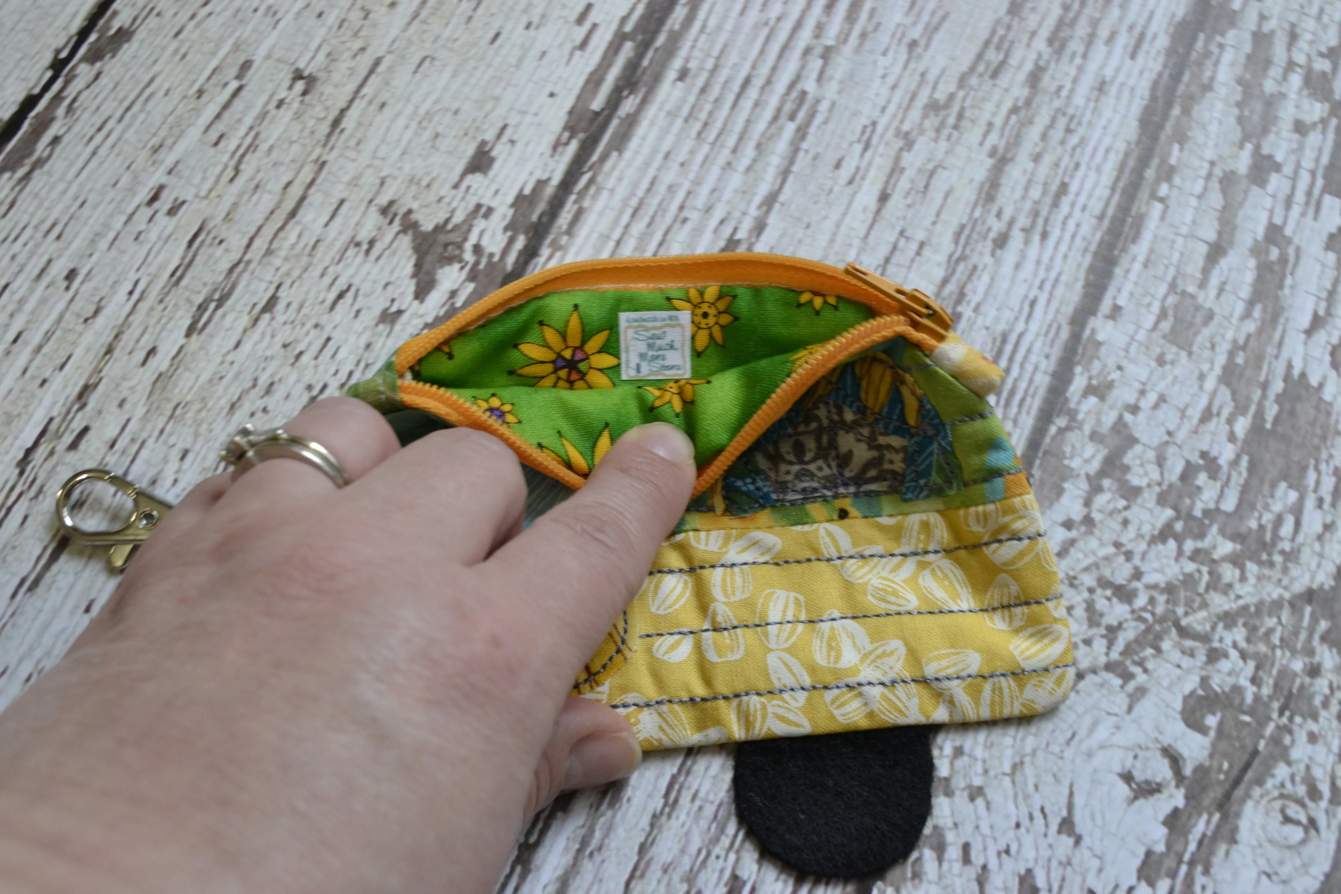 Camper Shaped Coin Purse -Re-Purposed Fabric - Group Q - (3)