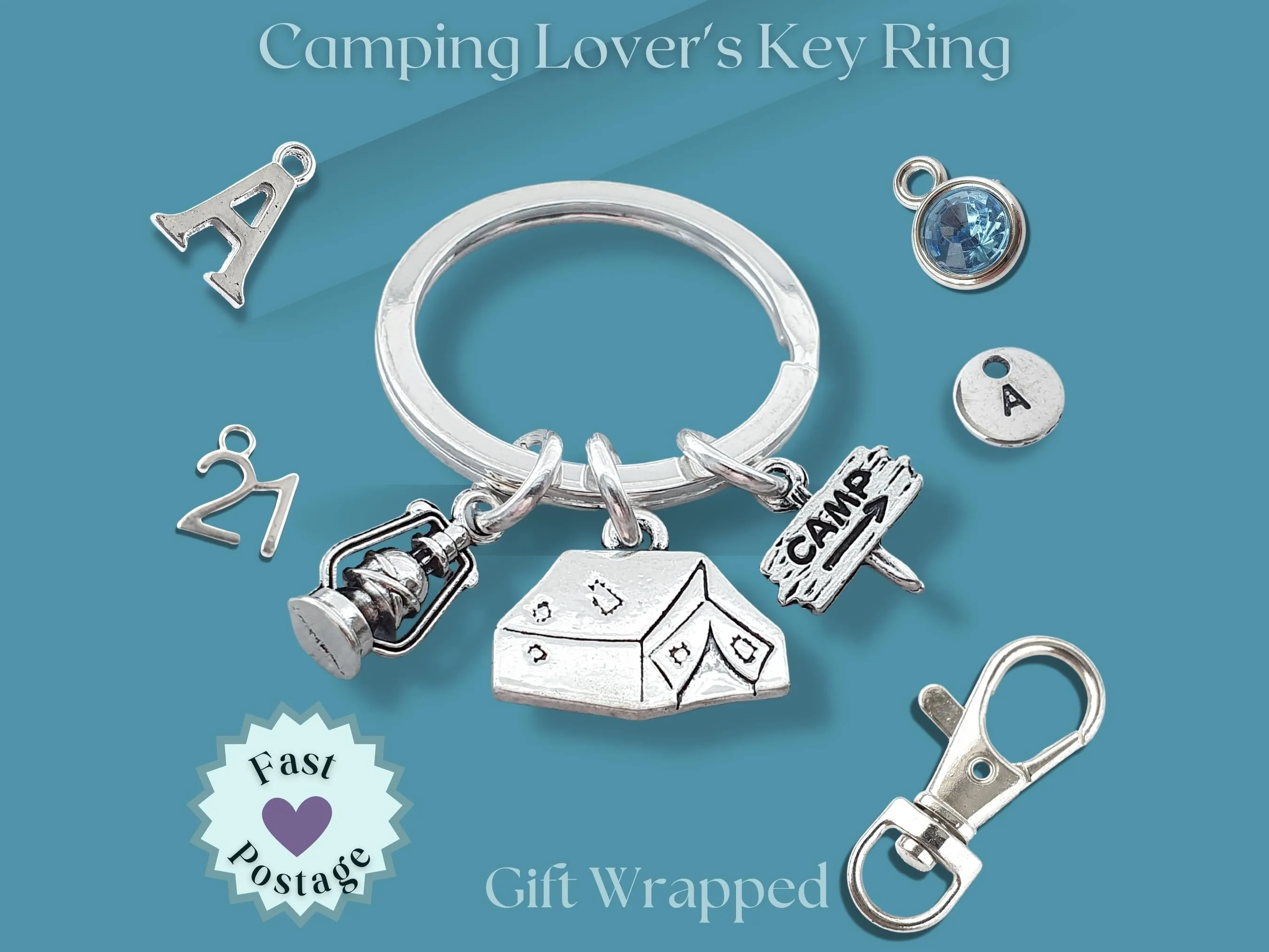 Camping Keyring - Silver