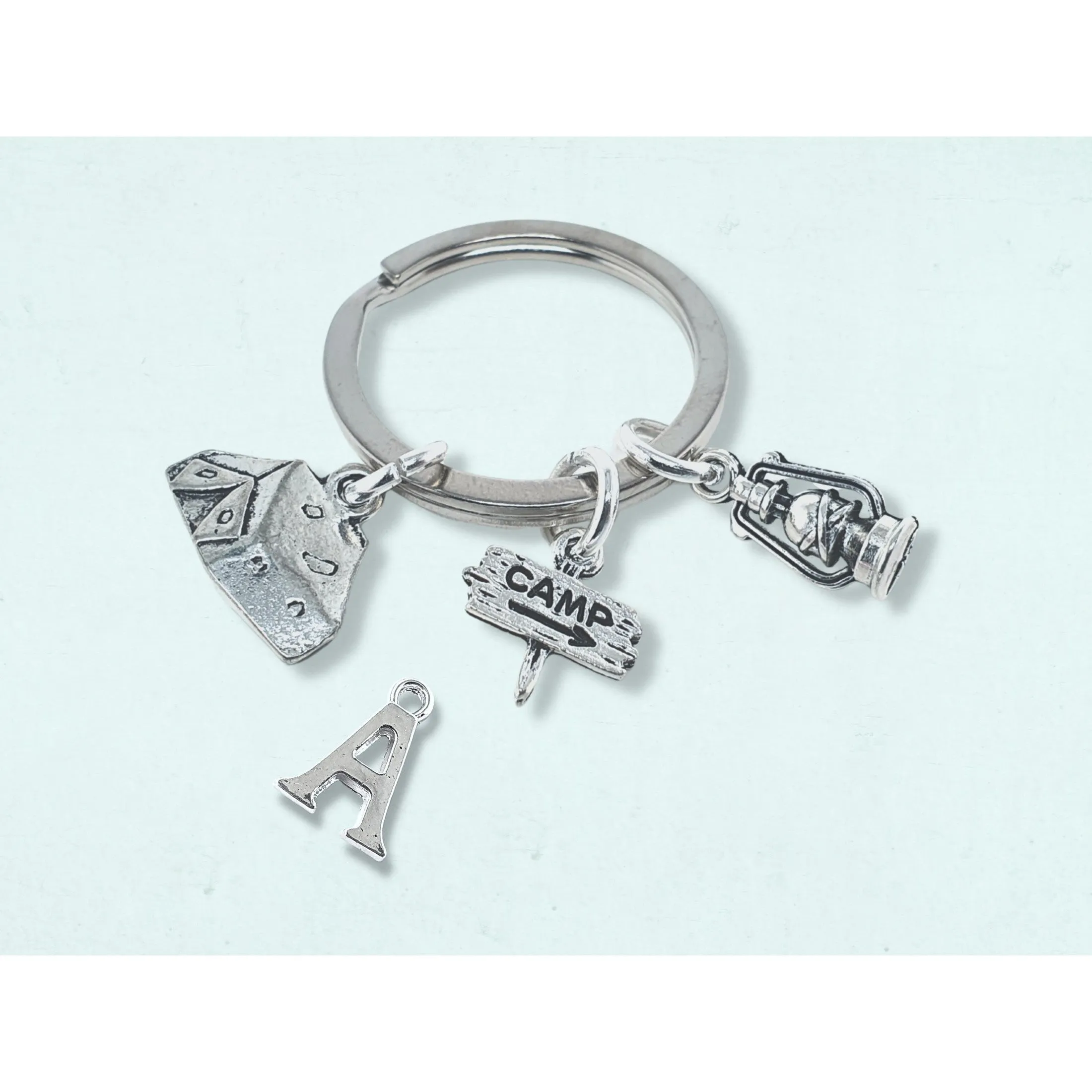 Camping Keyring - Silver