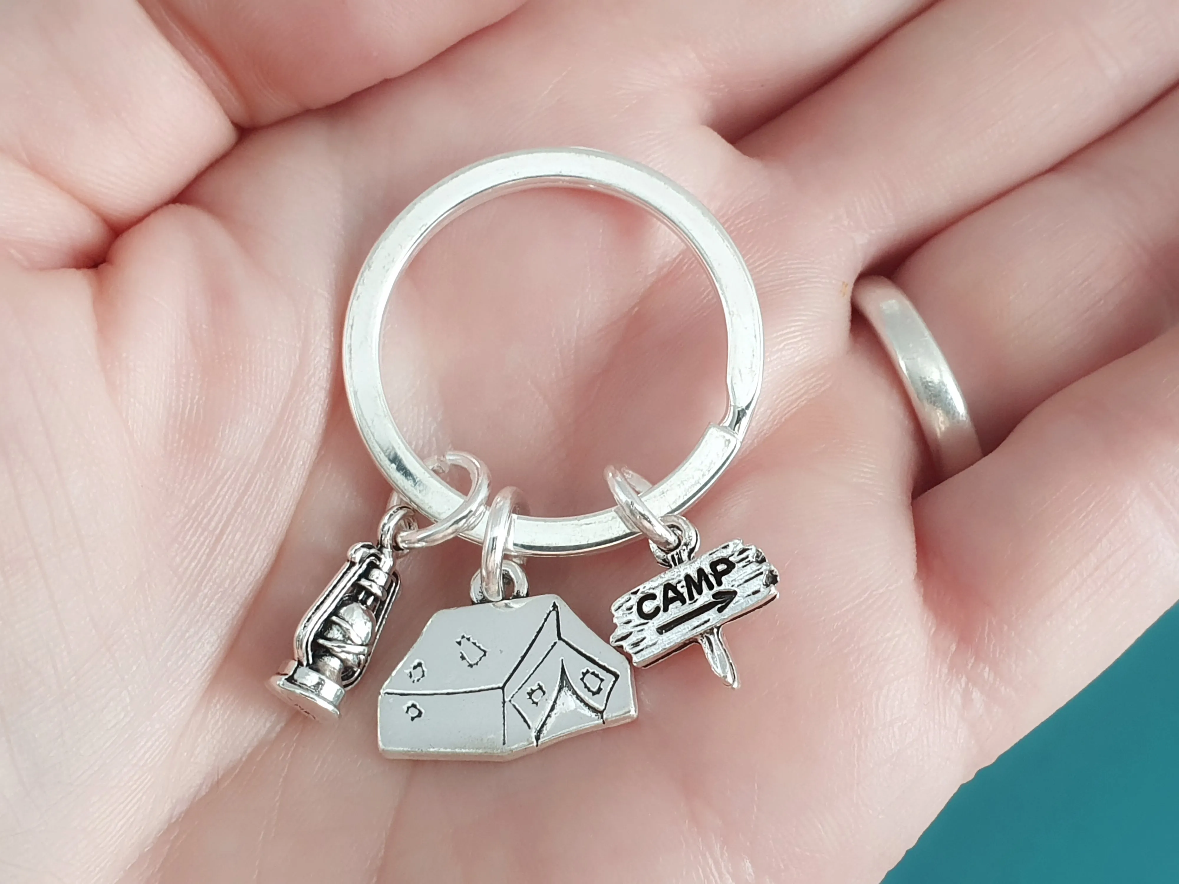 Camping Keyring - Silver