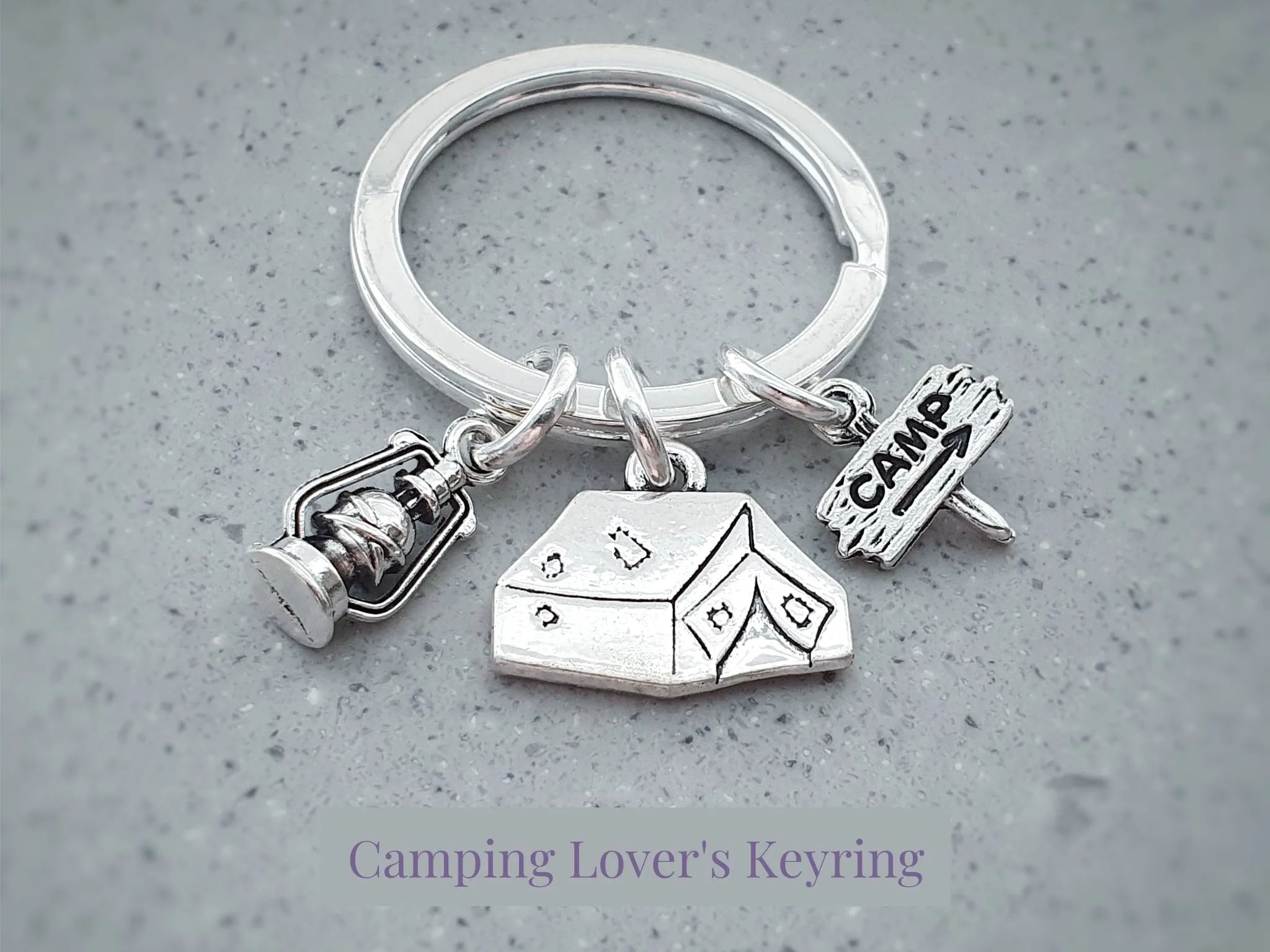 Camping Keyring - Silver