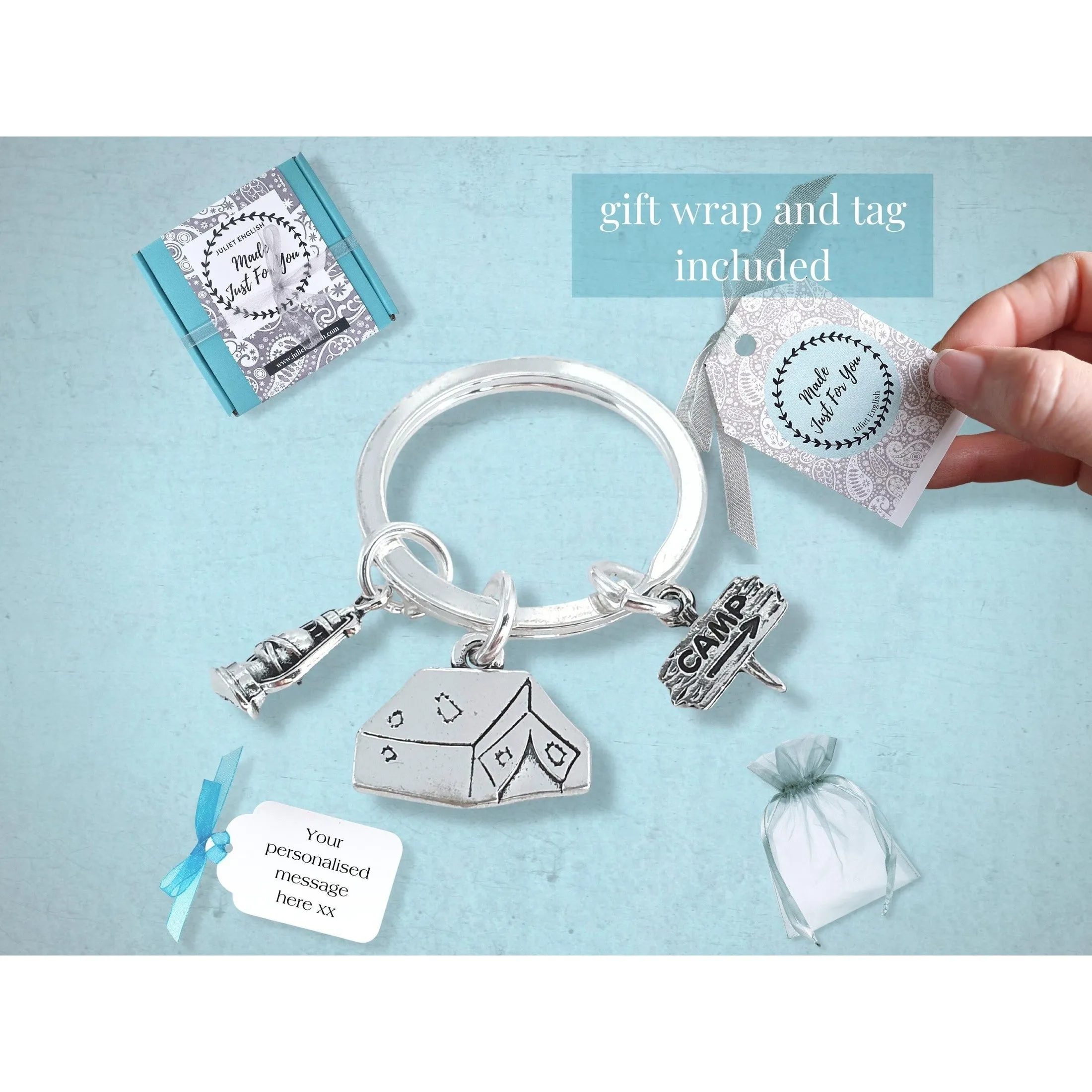 Camping Keyring - Silver