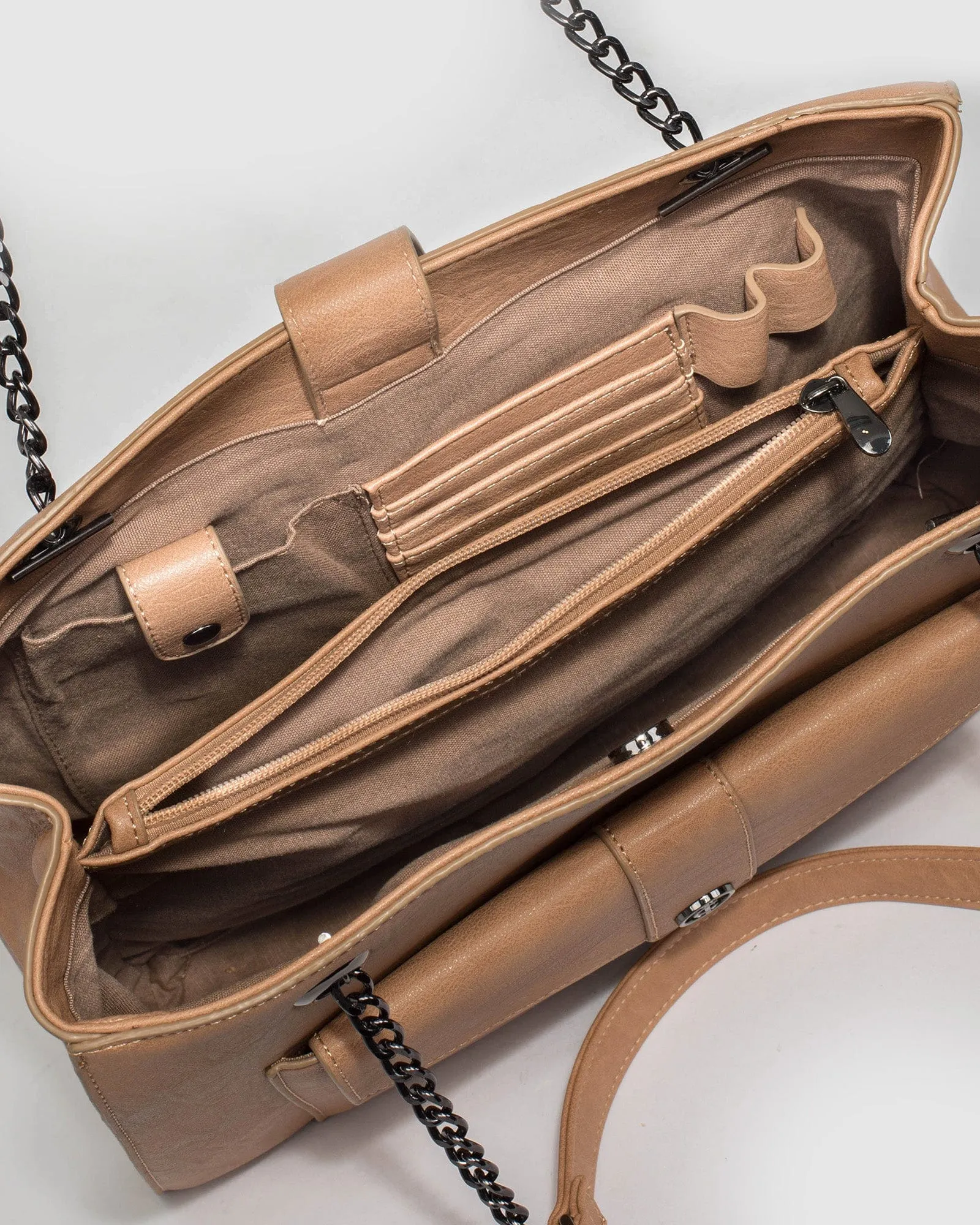 Caramel Megan Chain Tote Bag