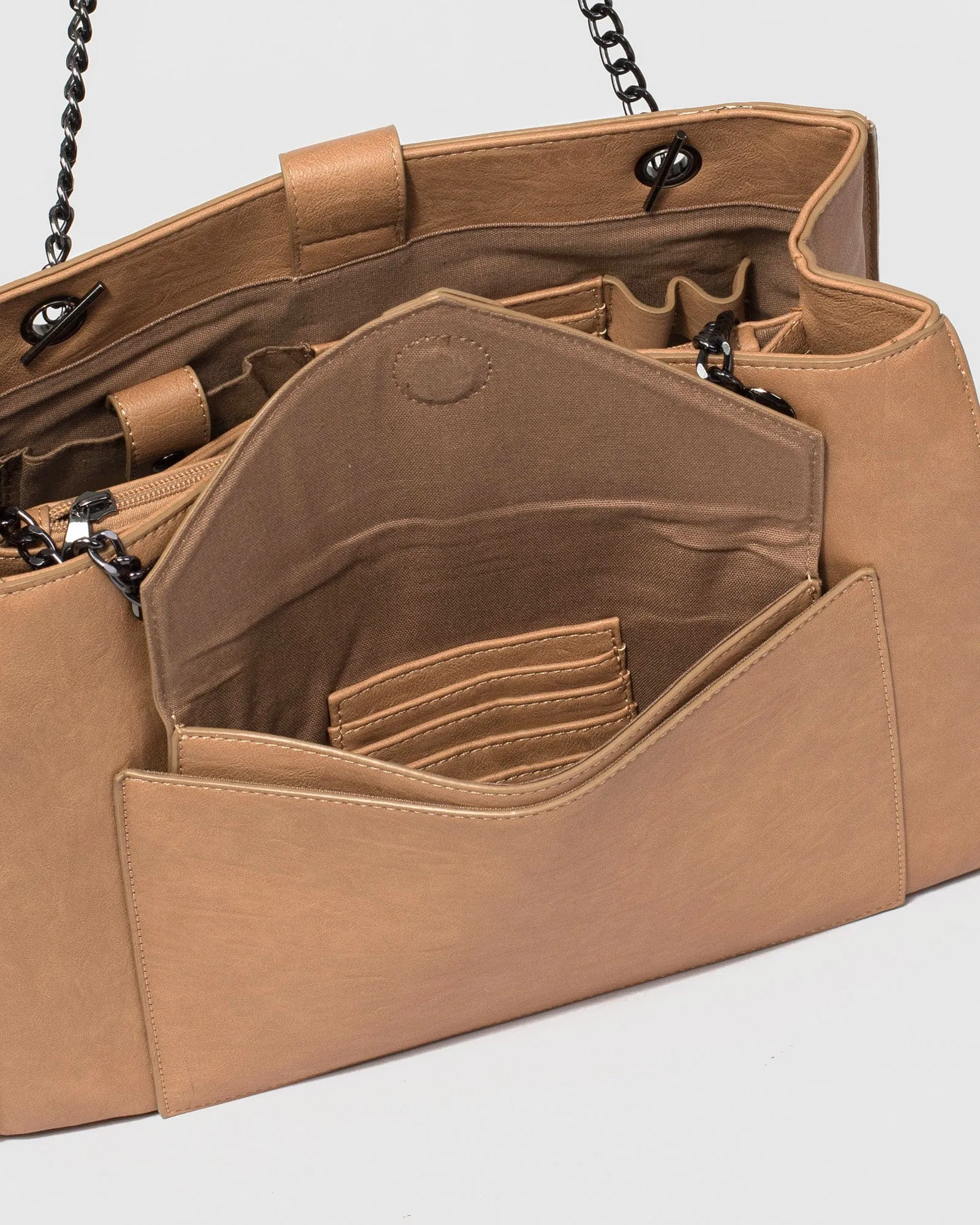 Caramel Megan Chain Tote Bag