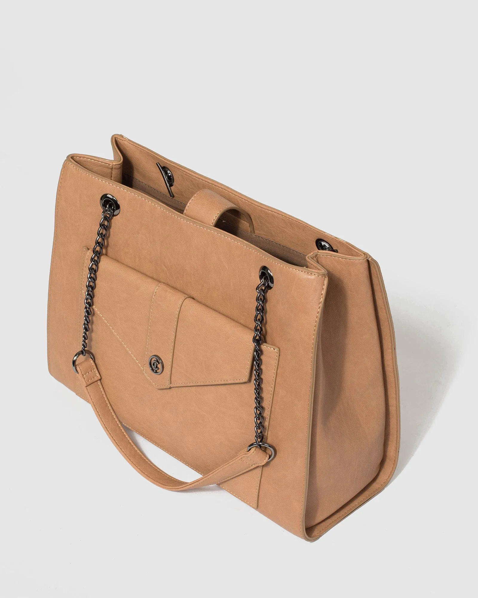 Caramel Megan Chain Tote Bag