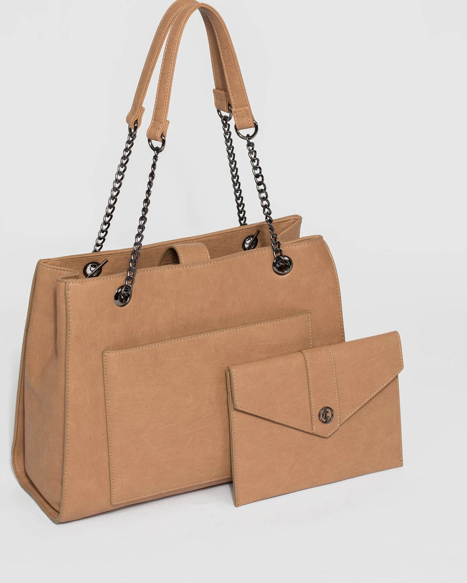 Caramel Megan Chain Tote Bag
