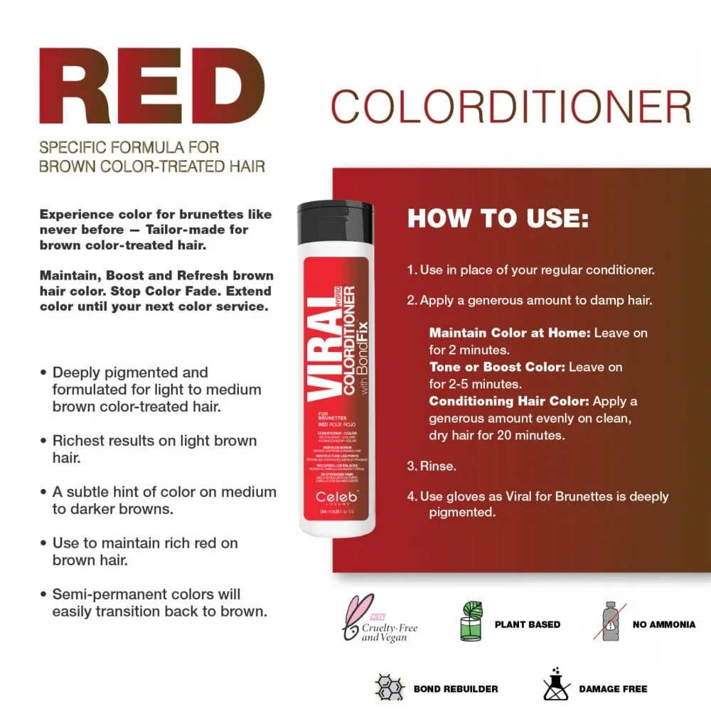 Celeb Luxury Viral Red Brunette Colourditioner with Bond Fix 244ml