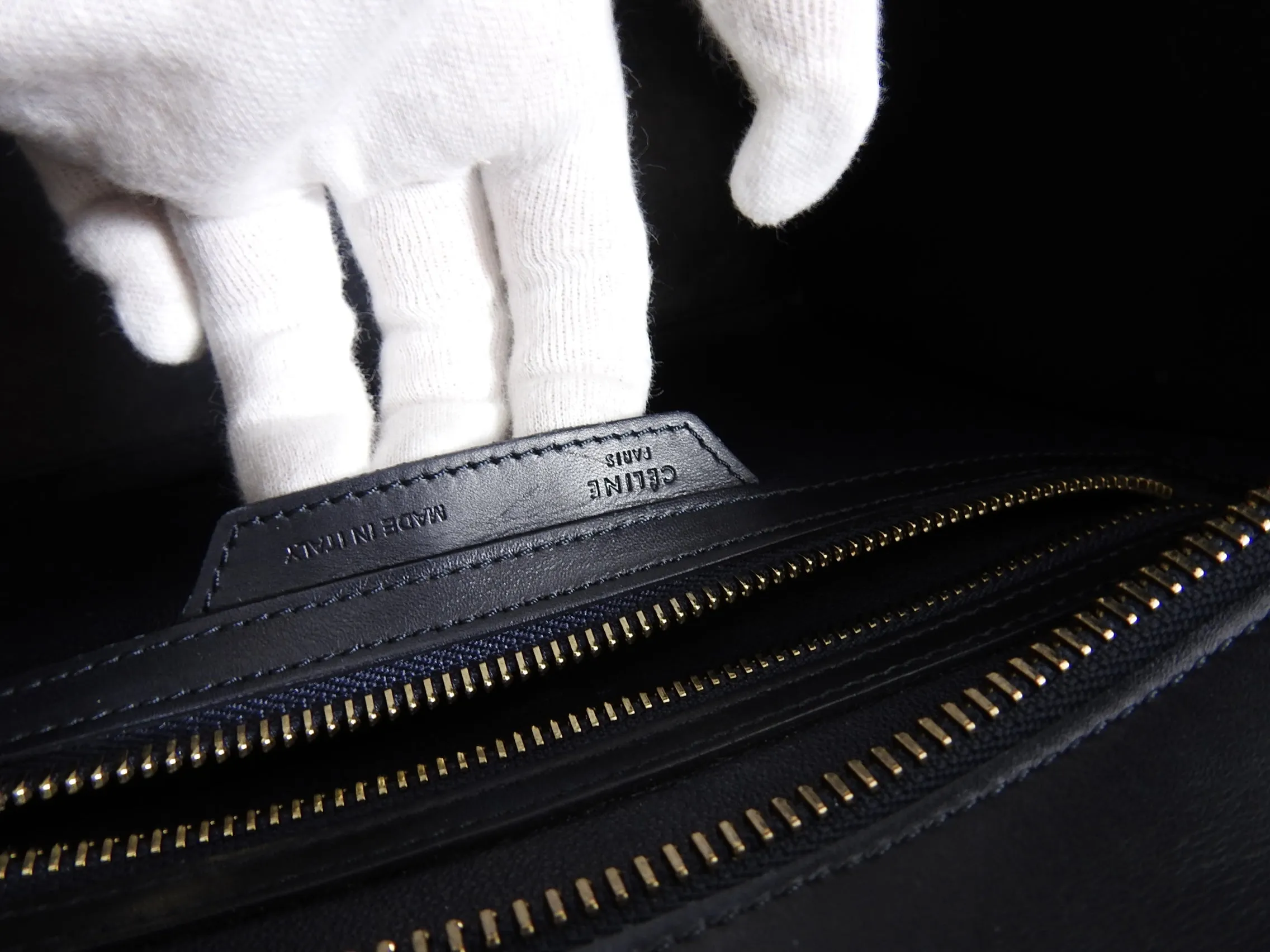 Celine Luggage Mini Tote Striped Canvas and Leather