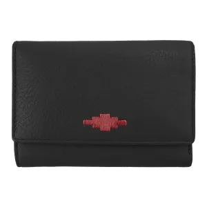 'Chica' Trifold Purse - Black Leather