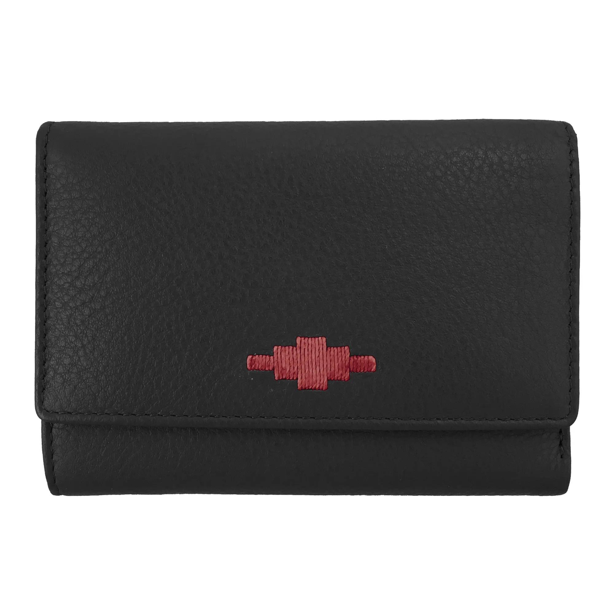 'Chica' Trifold Purse - Black Leather