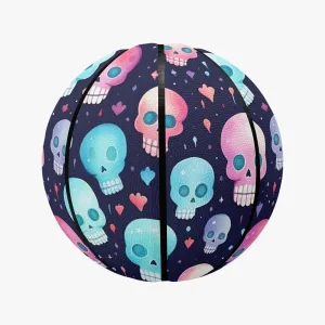 Colorful Pastel Skulls Basketball - Eight Panel Printed