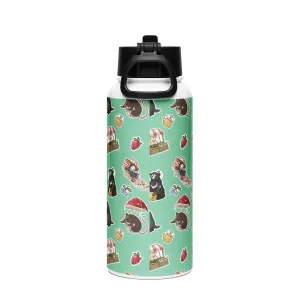 Cottage Core Stainless steel water bottle with a straw lid